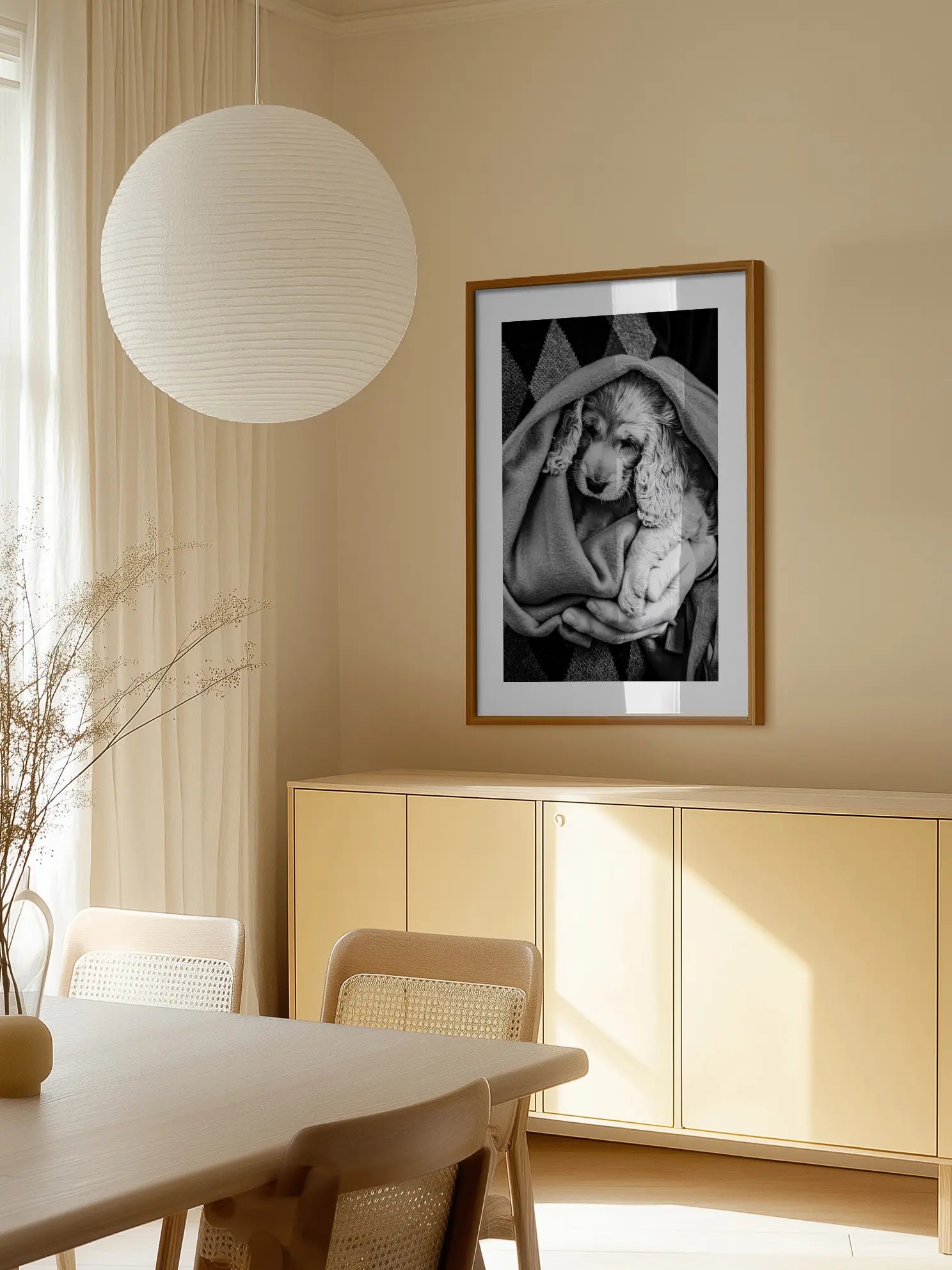 Dog in Blanket Poster