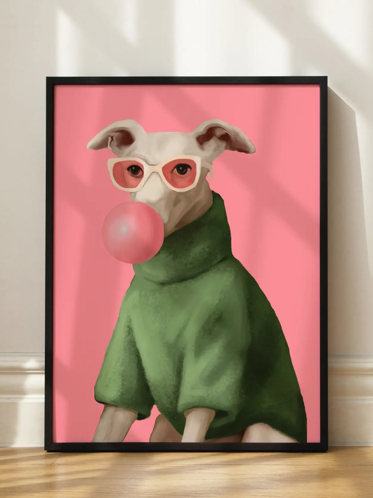 Dog in Green Bubblegum Poster
