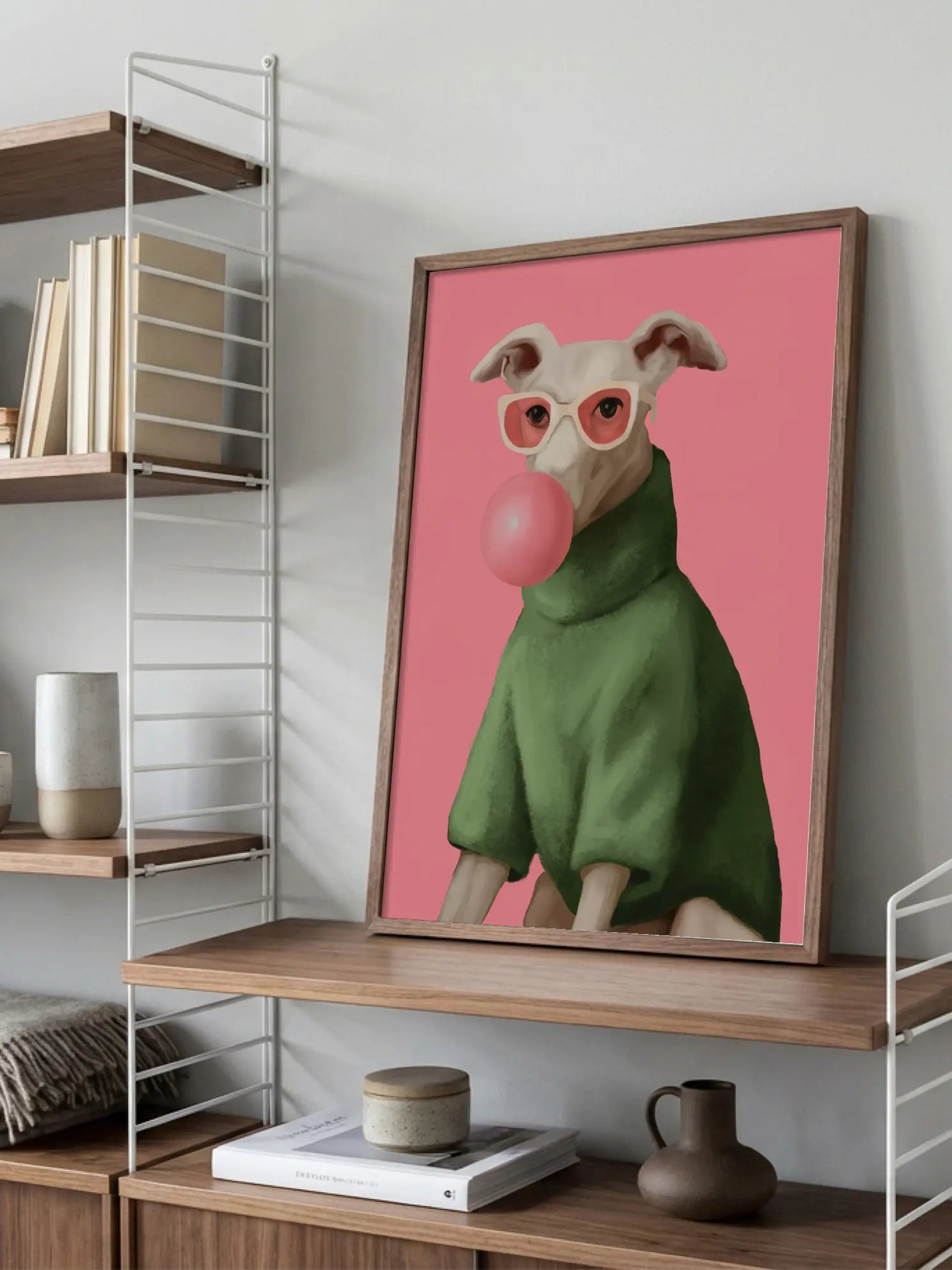 Dog in Green Bubblegum Poster