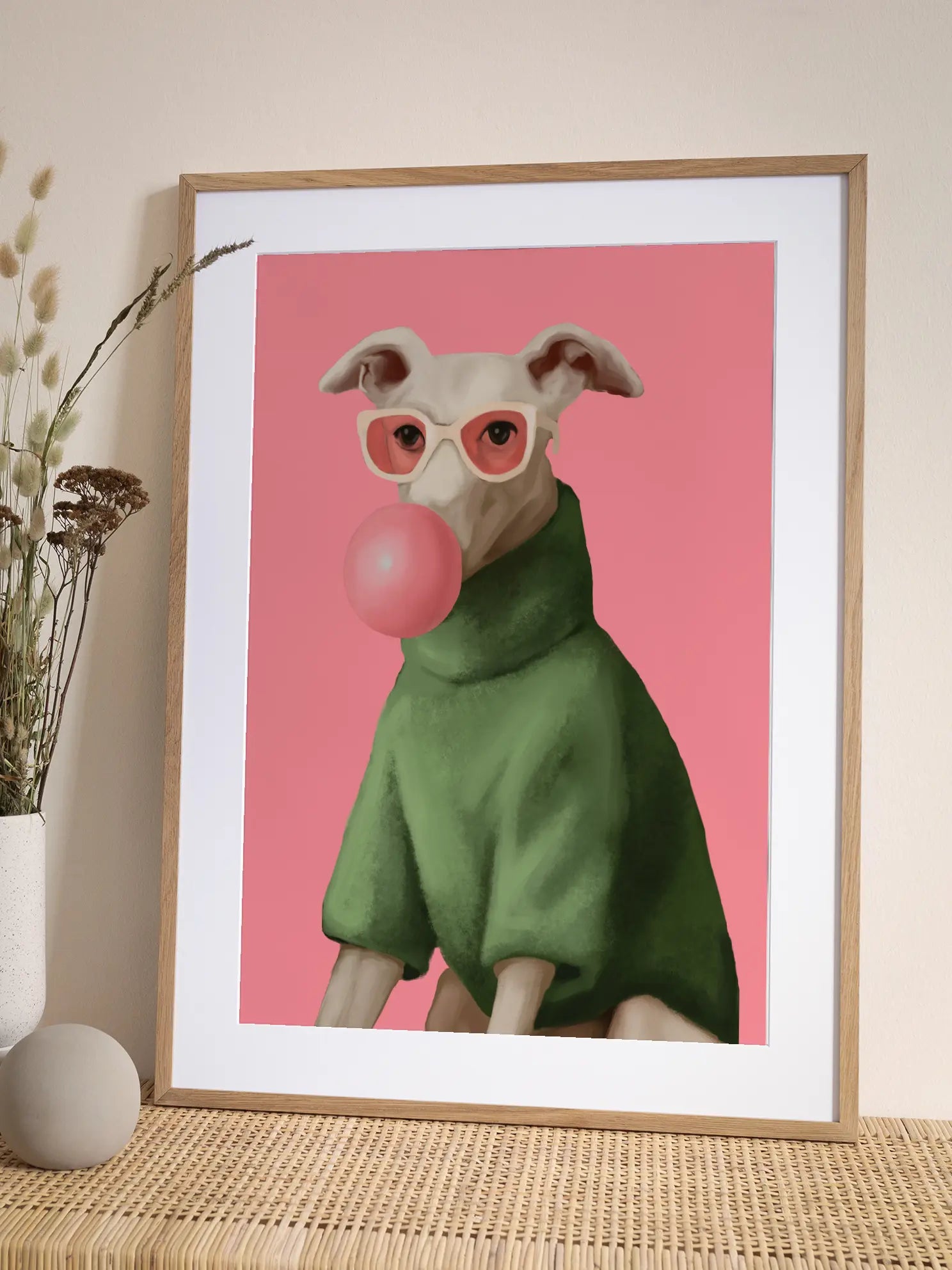 Dog in Green Bubblegum Poster