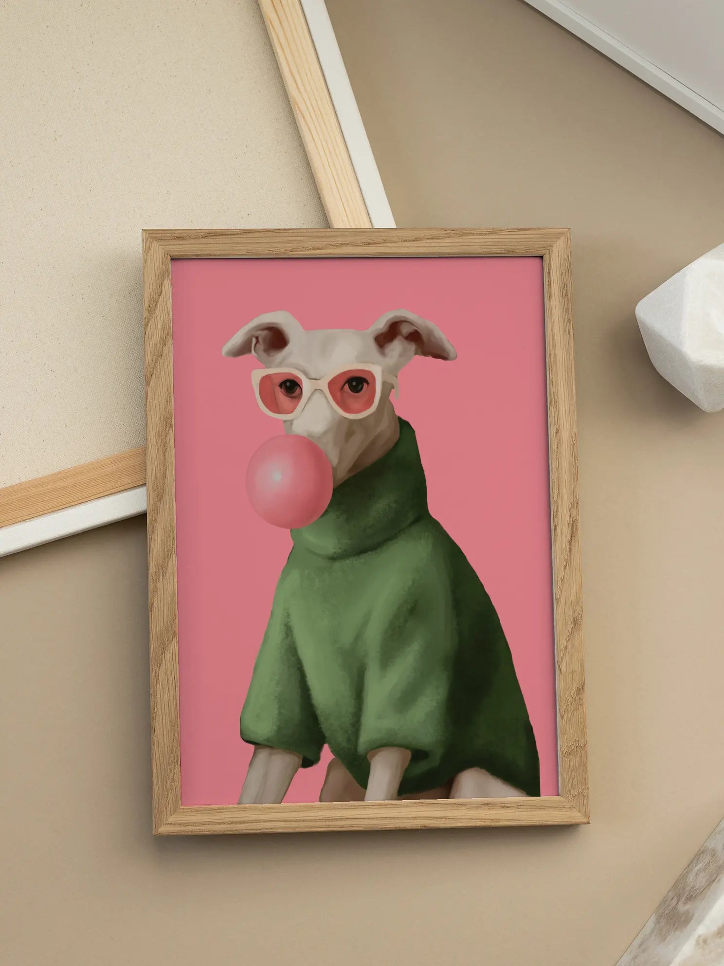 Dog in Green Bubblegum Poster