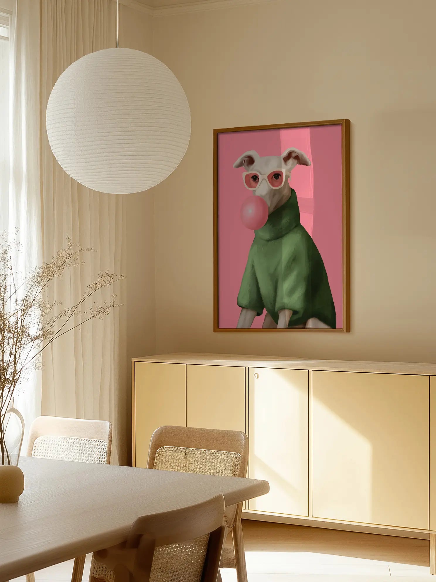Dog in Green Bubblegum Poster