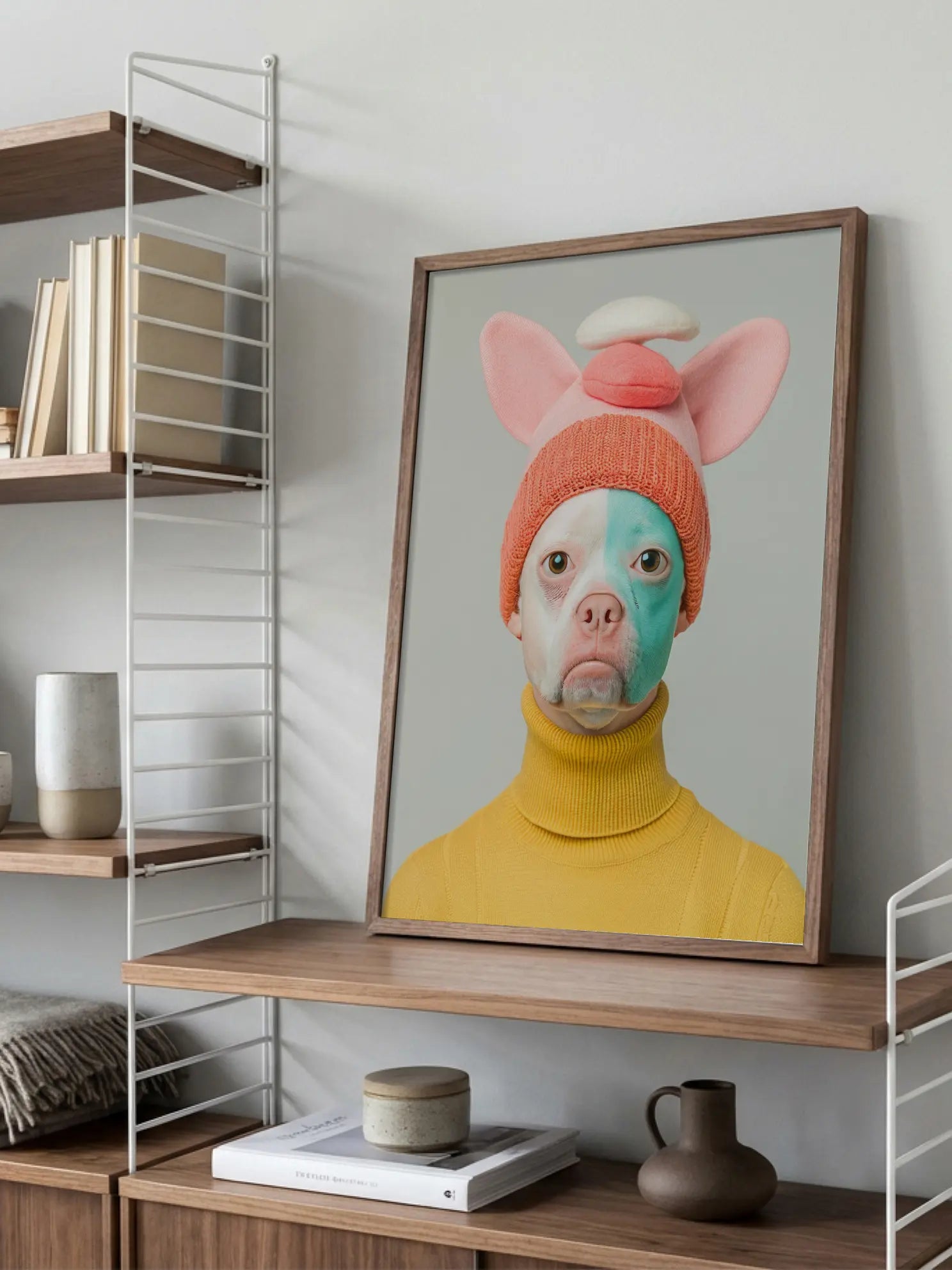 Dog in Pink Hat Poster