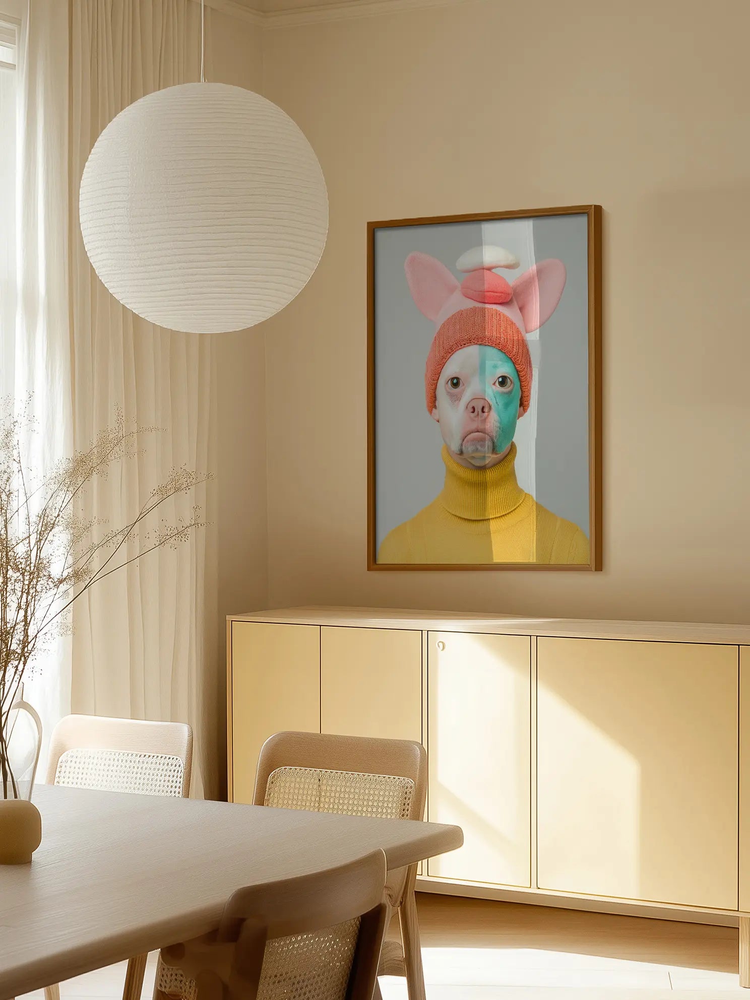 Dog in Pink Hat Poster