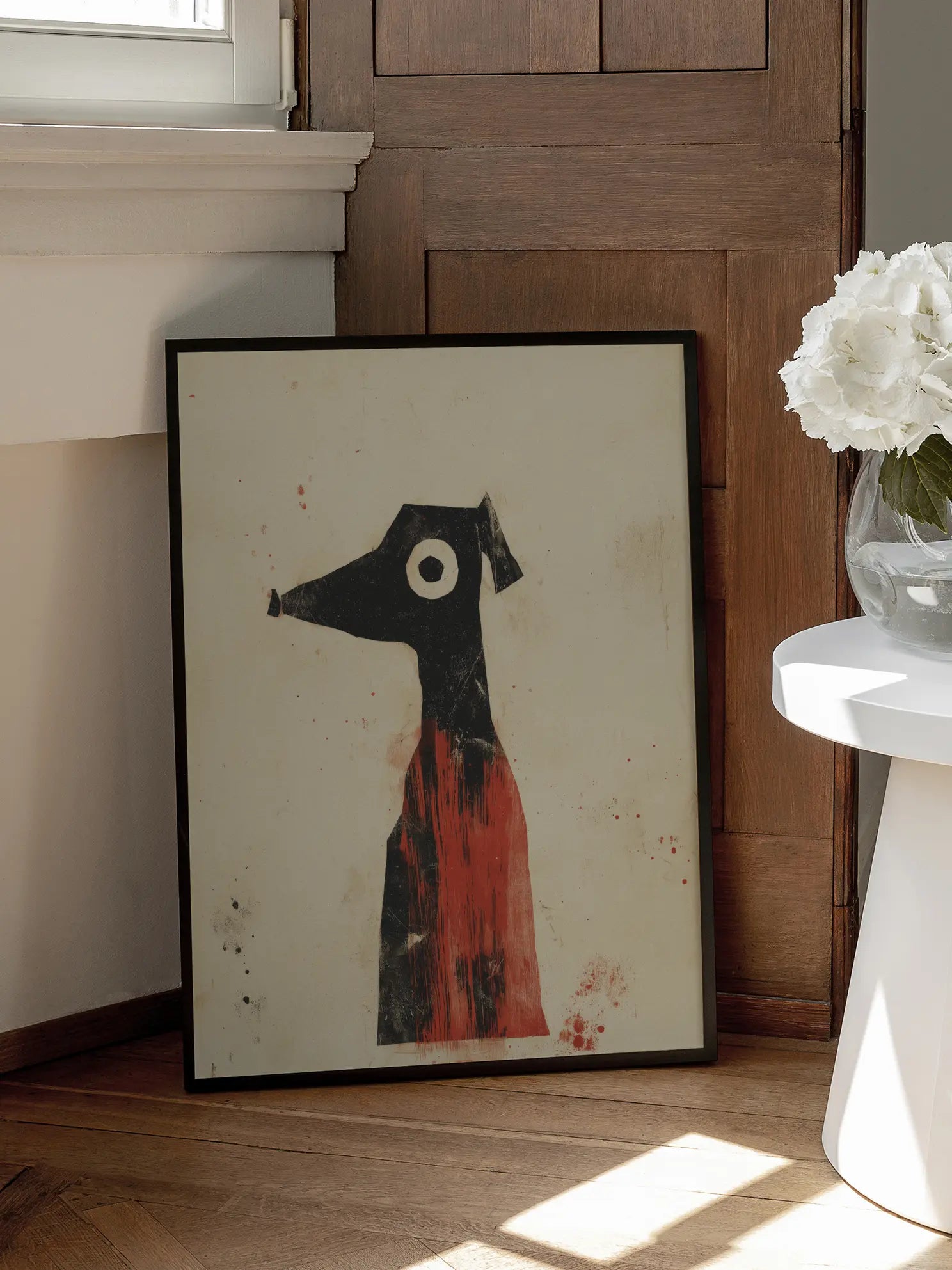 Dog in Red Poster