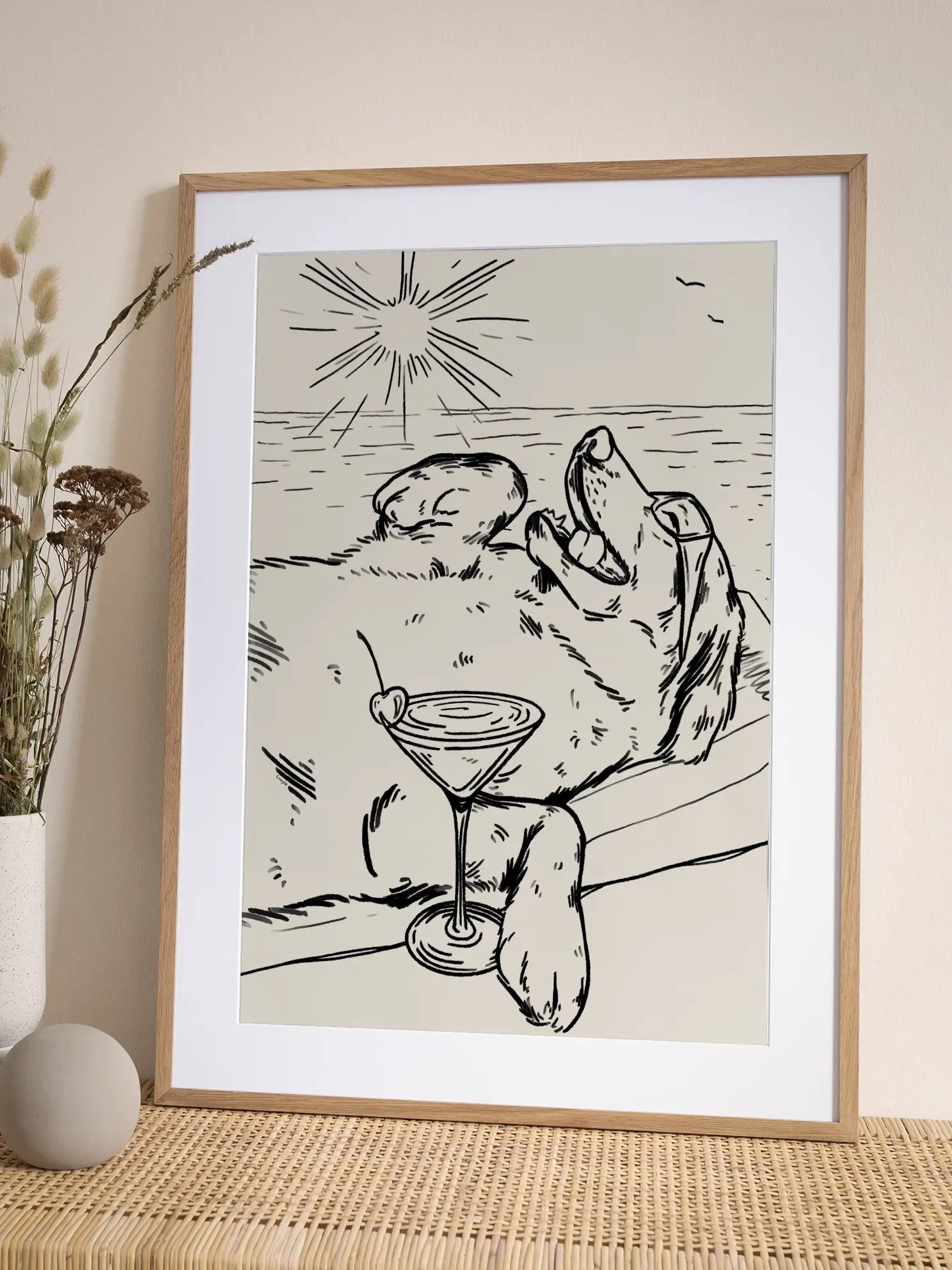 Dog with Cocktail Poster