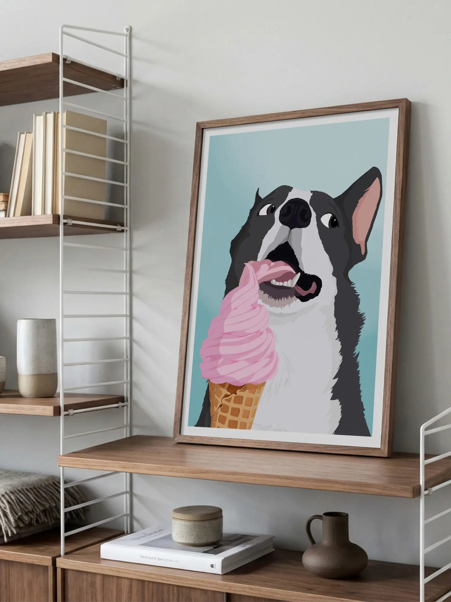 Dog with Ice Cream Poster