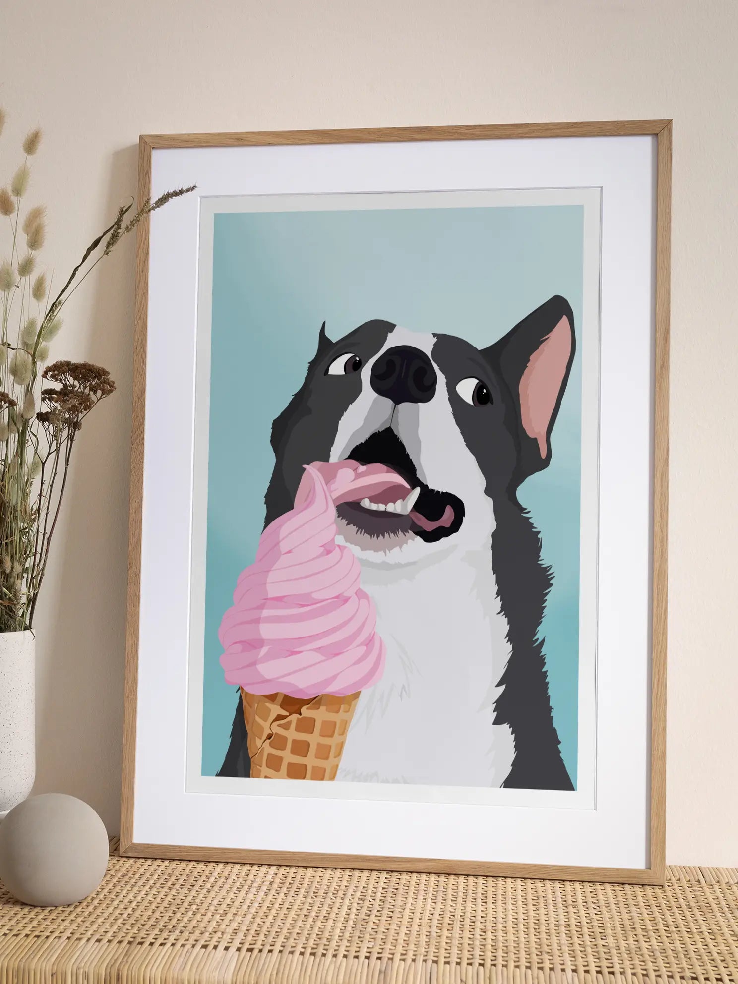 Dog with Ice Cream Poster