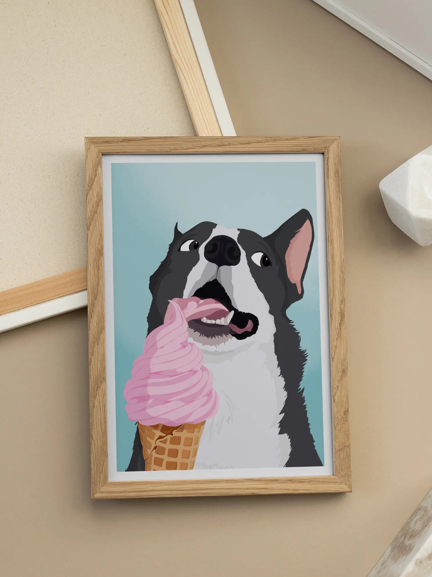 Dog with Ice Cream Poster