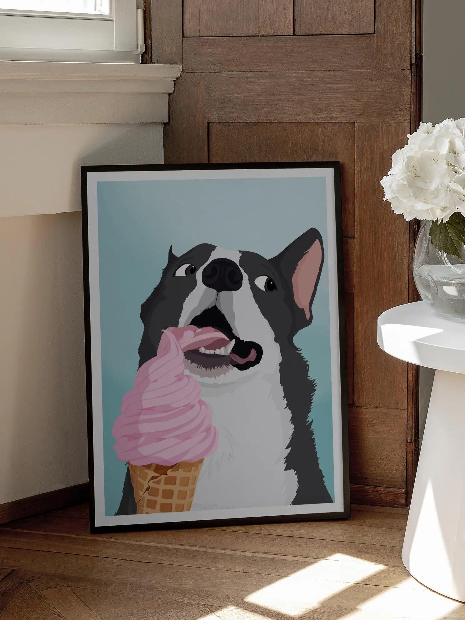 Dog with Ice Cream Poster