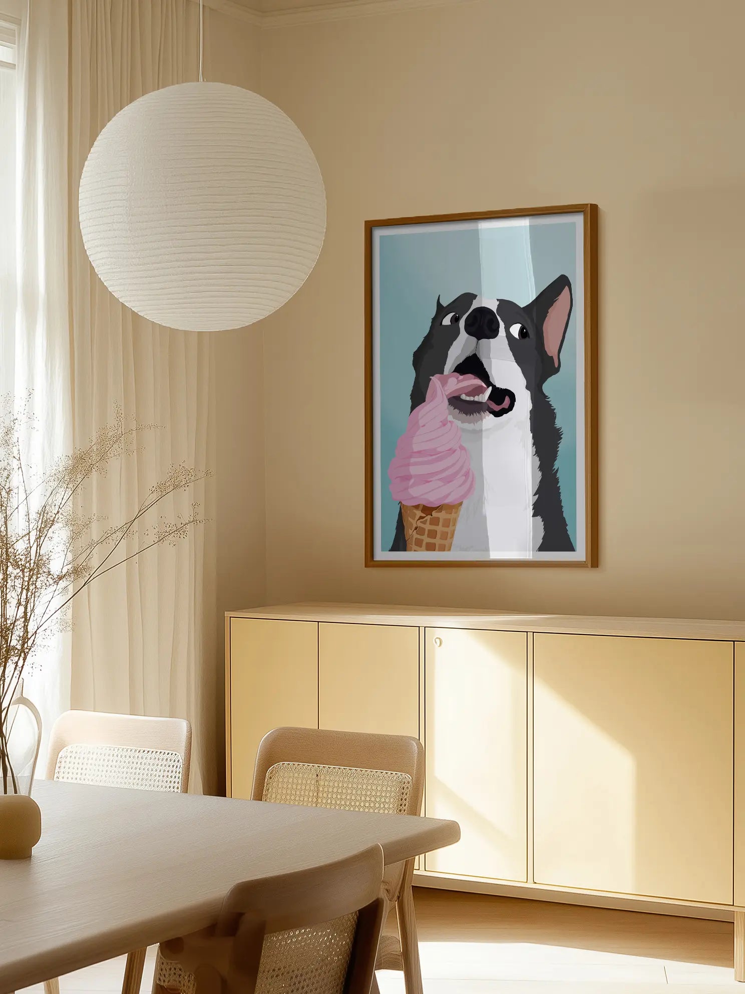 Dog with Ice Cream Poster
