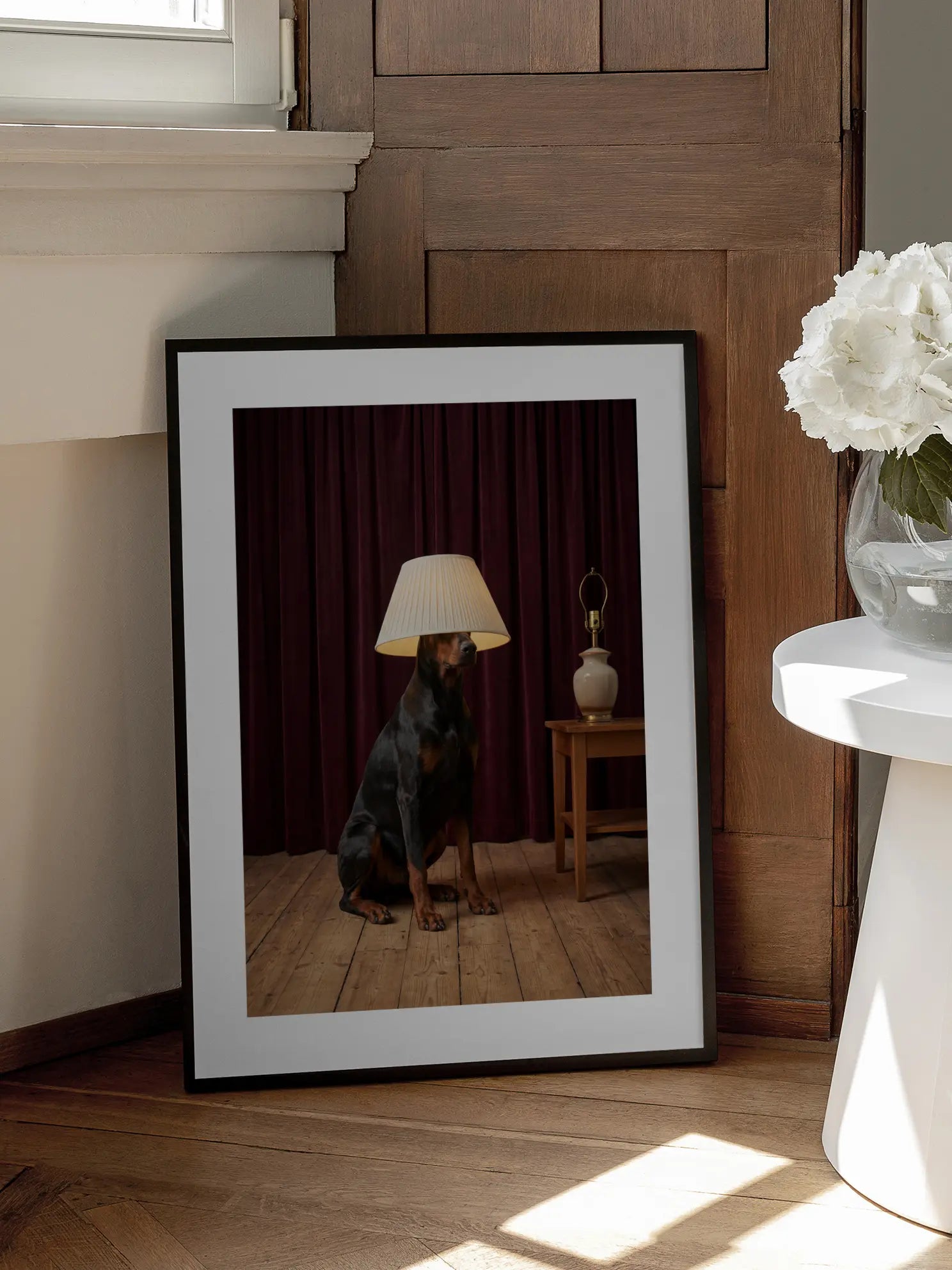 Dog with Lampshade Poster