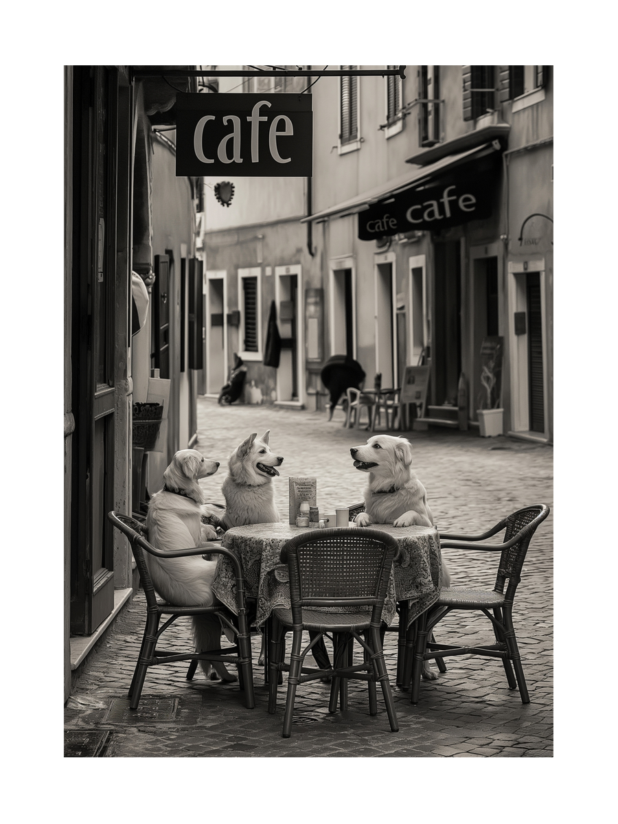 Dogs in a Café Poster