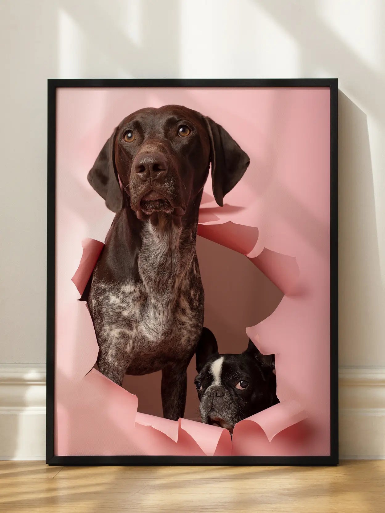 Dogs on Pink Poster