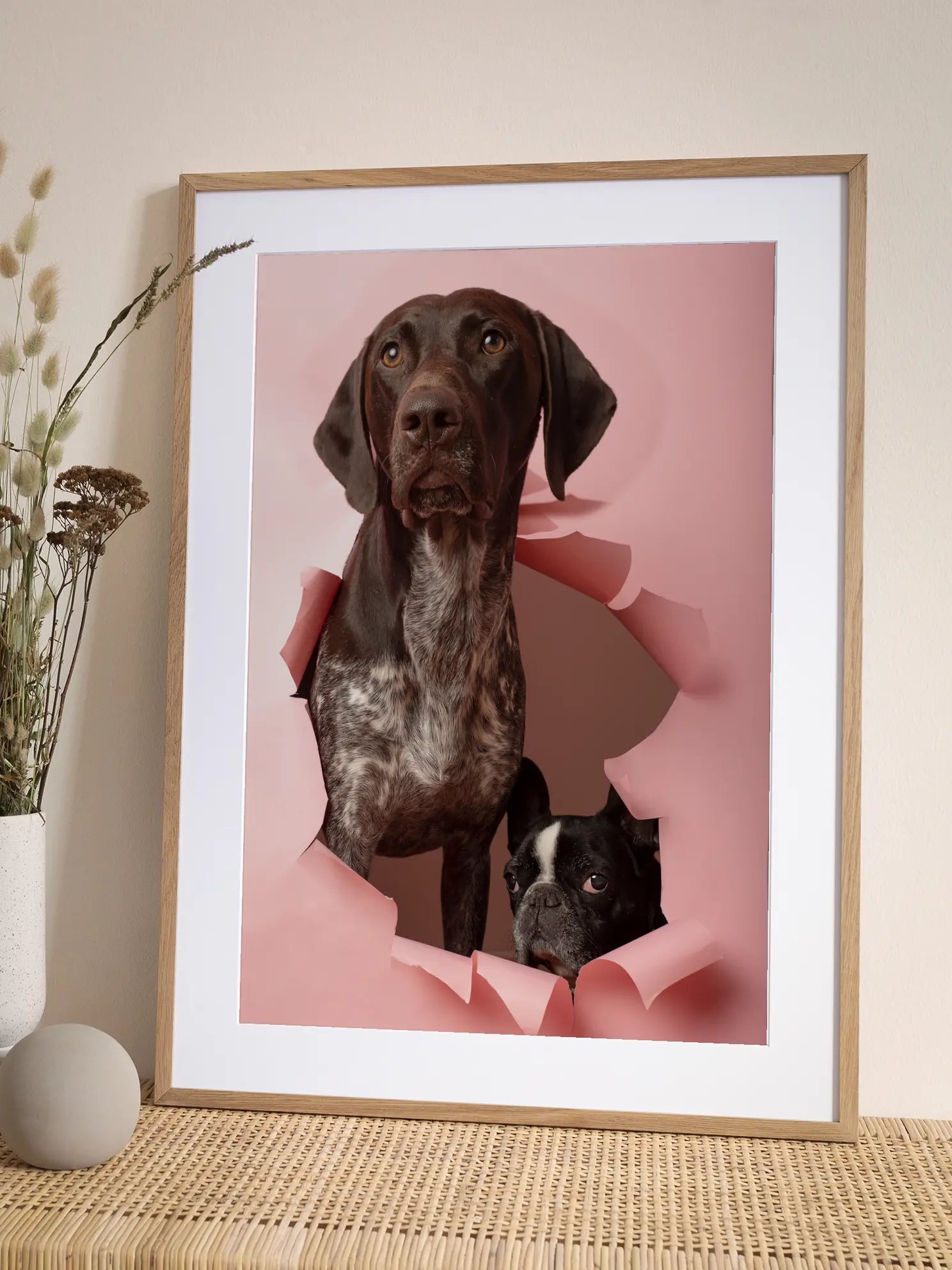 Dogs on Pink Poster