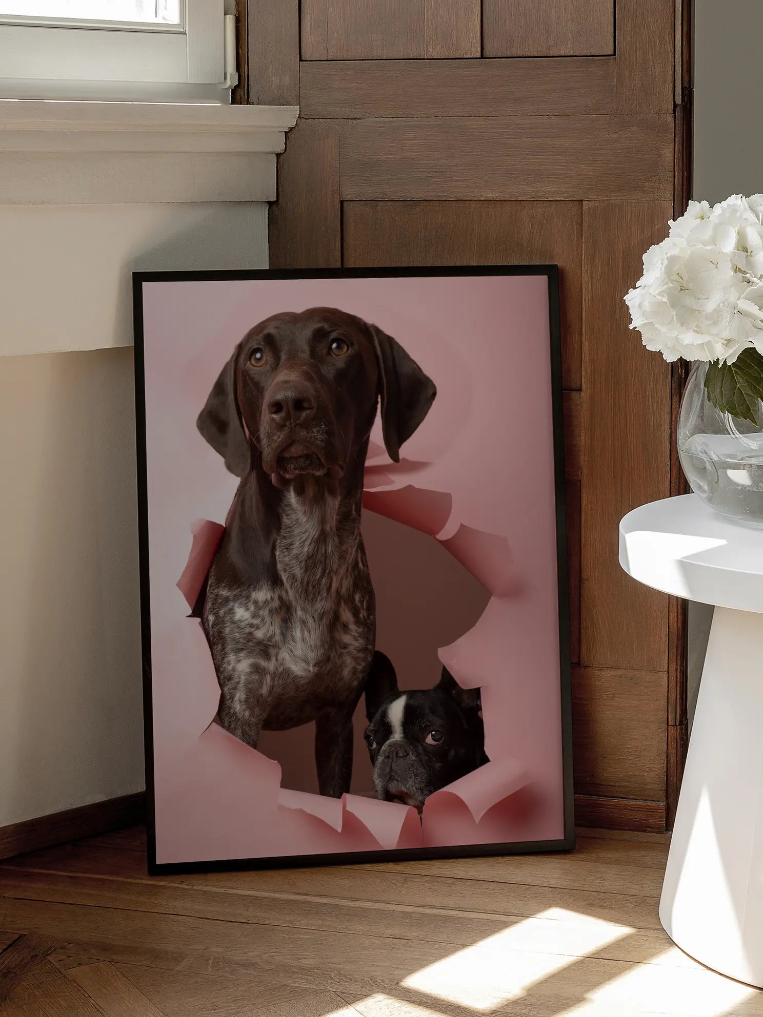 Dogs on Pink Poster