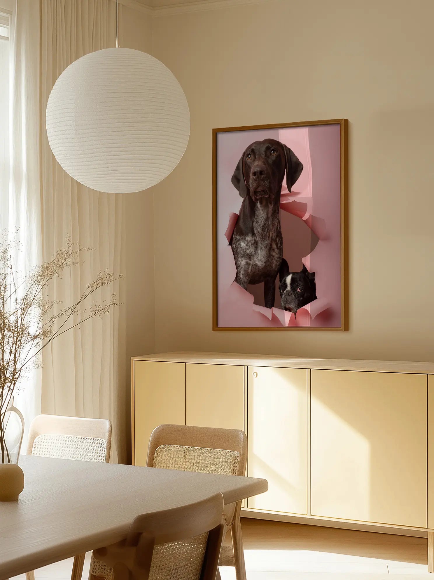 Dogs on Pink Poster