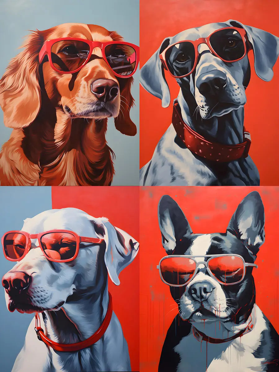 Dogs with Sunglasses Poster