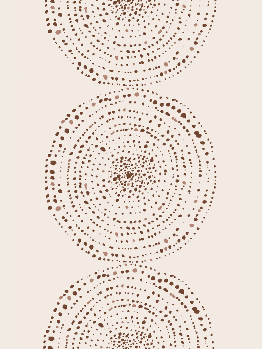 Grafische Illustration mit Kreisen aus kleinen Punkten auf beigem Hintergrund.