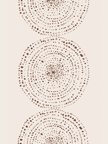 Grafische Illustration mit Kreisen aus kleinen Punkten auf beigem Hintergrund.