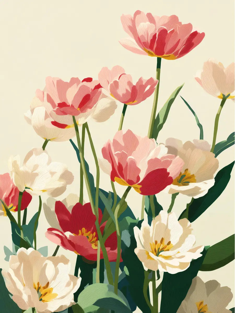 Elegant Pink And White Tulips Poster
