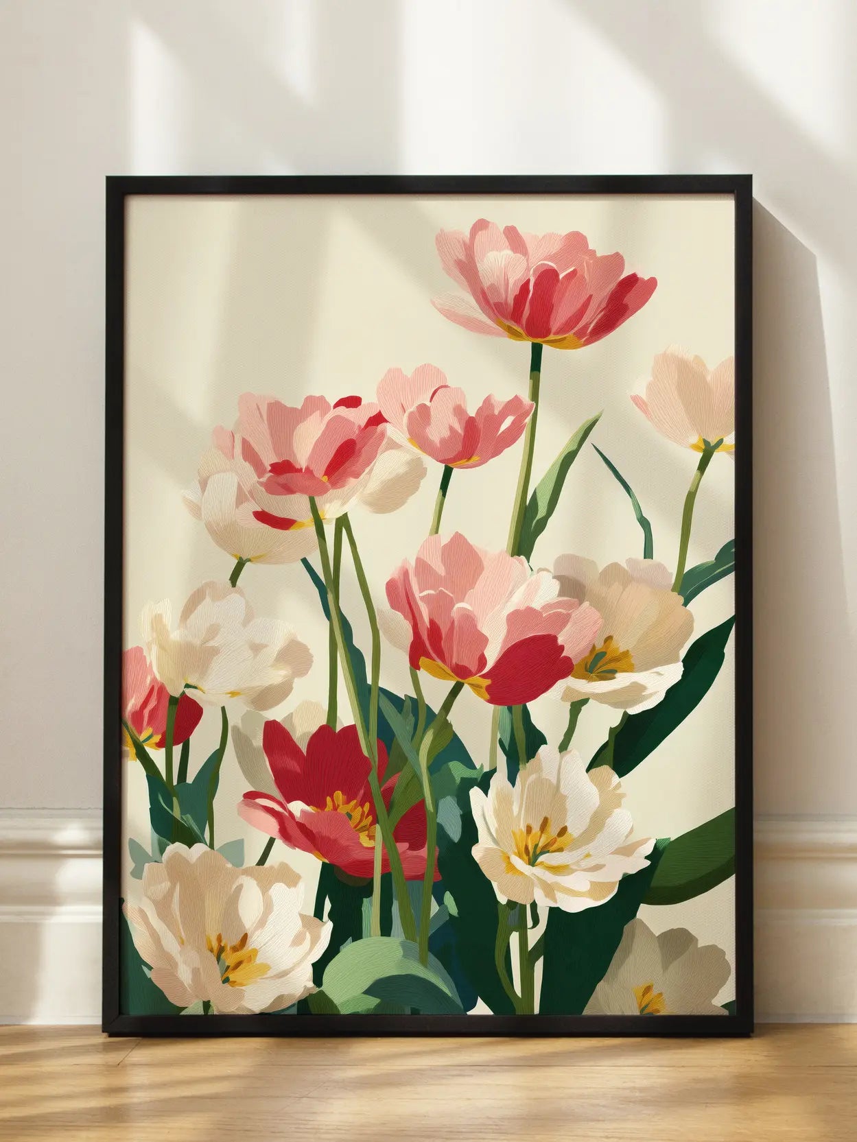 Elegant Pink And White Tulips