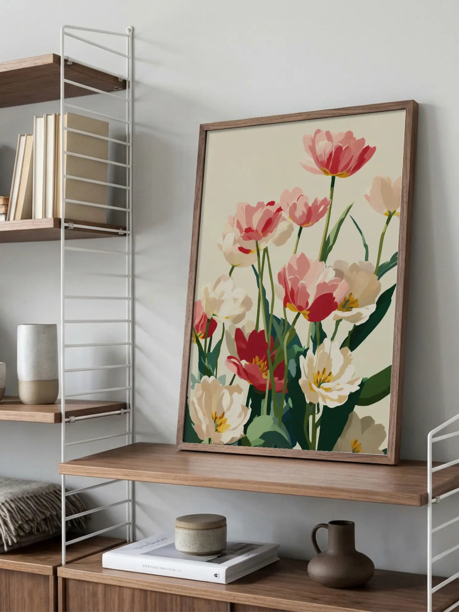 Elegant Pink And White Tulips Poster