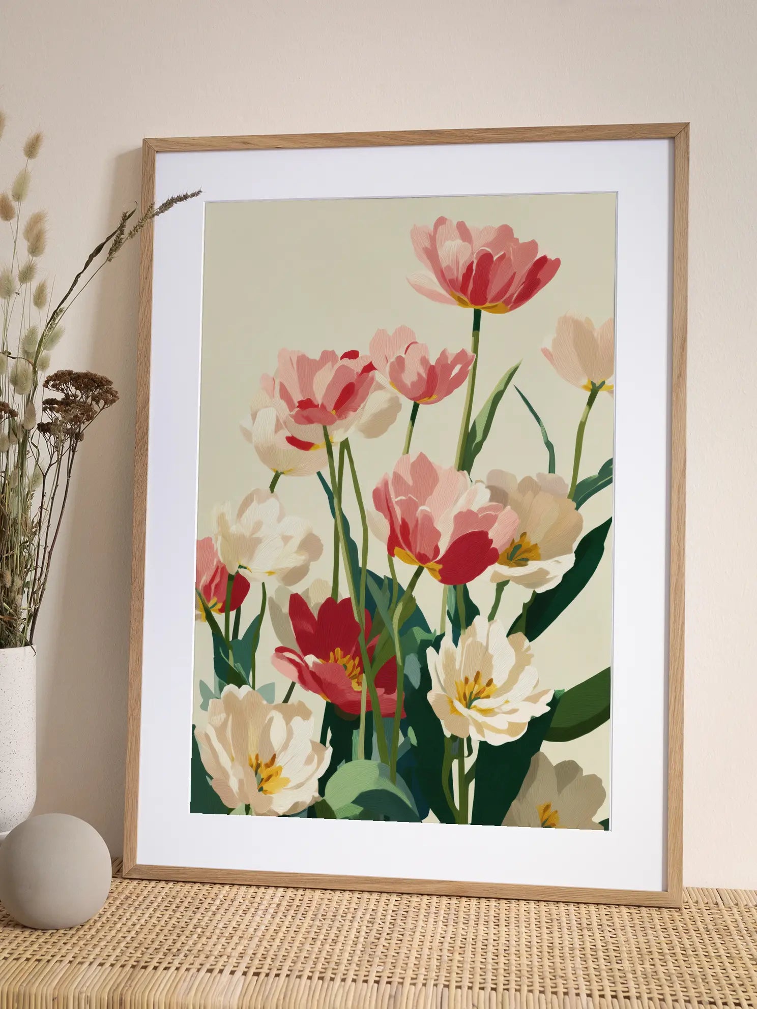 Elegant Pink And White Tulips Poster
