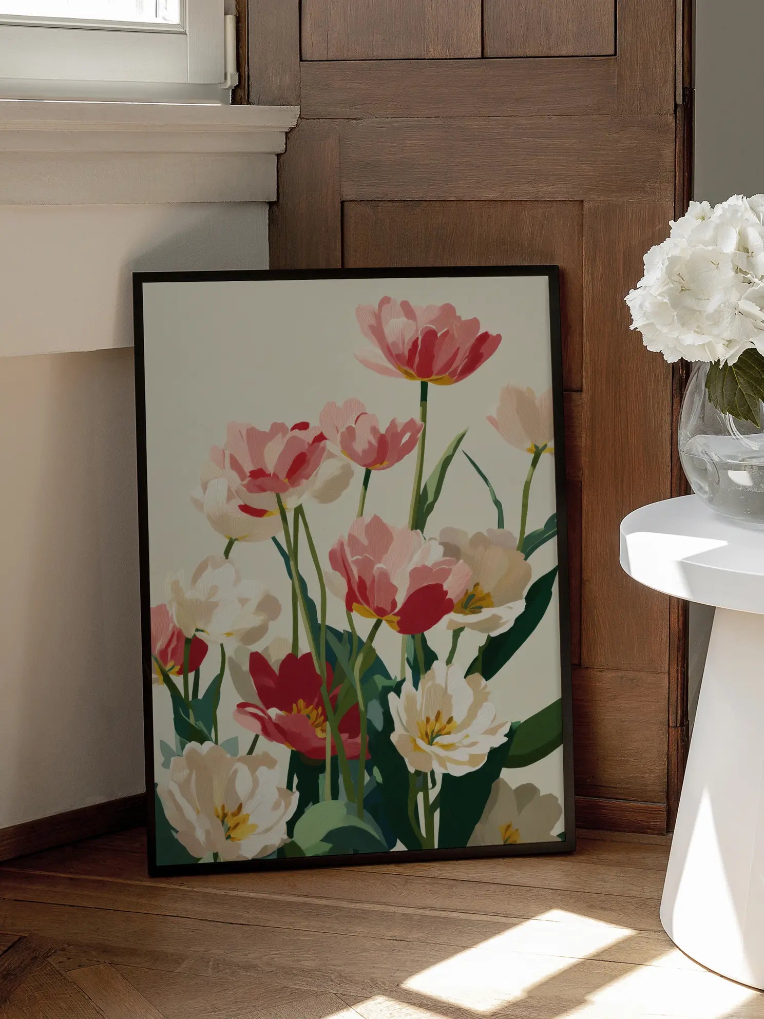 Elegant Pink And White Tulips Poster