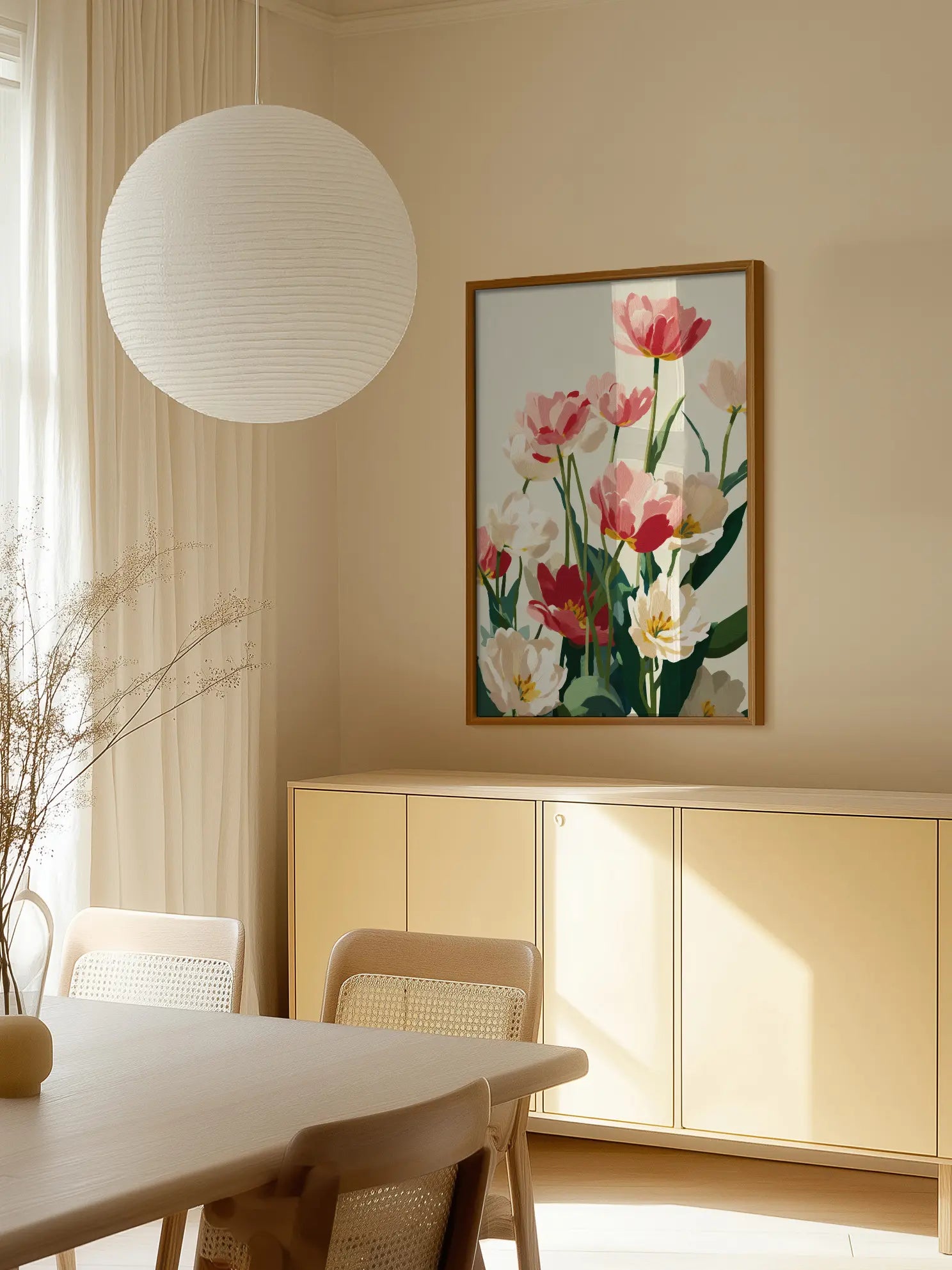 Elegant Pink And White Tulips Poster