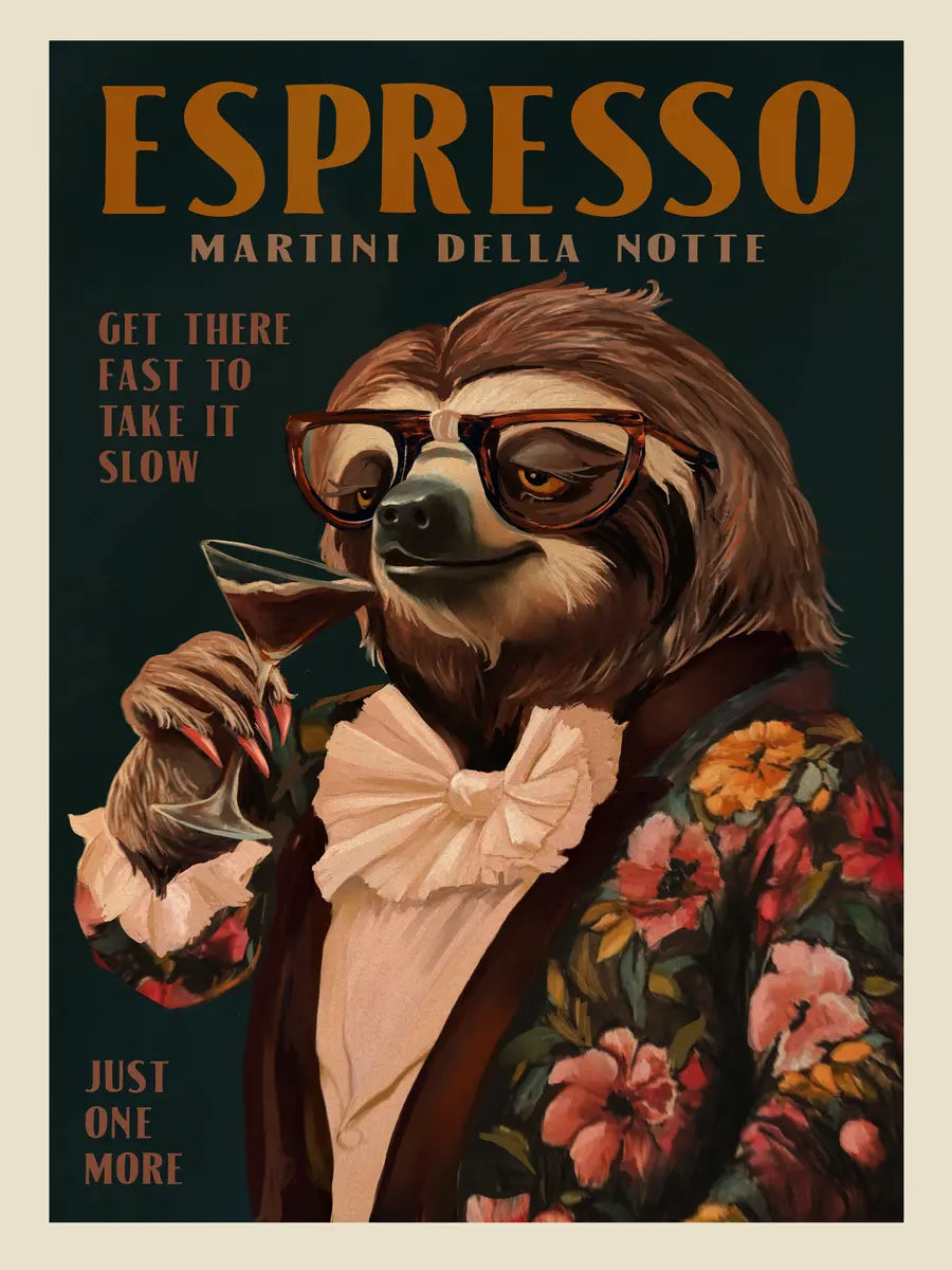 Espresso Martini Sloth Poster