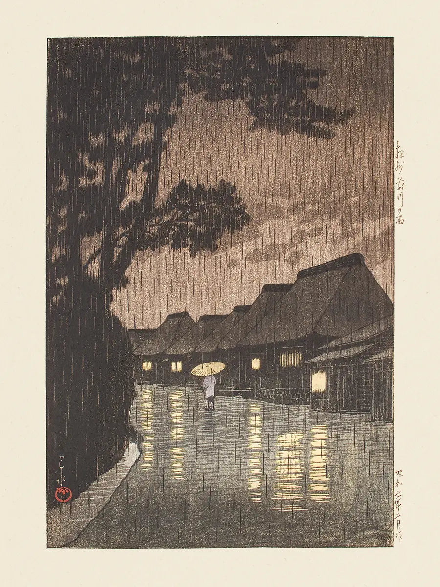 Evening Rain in Tsumago Poster