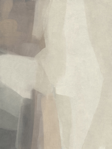 Abstraktes Poster mit Formen in Beige und Braun.