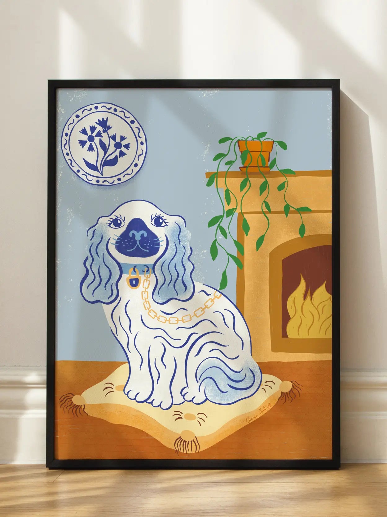 Fireplace Pup Poster