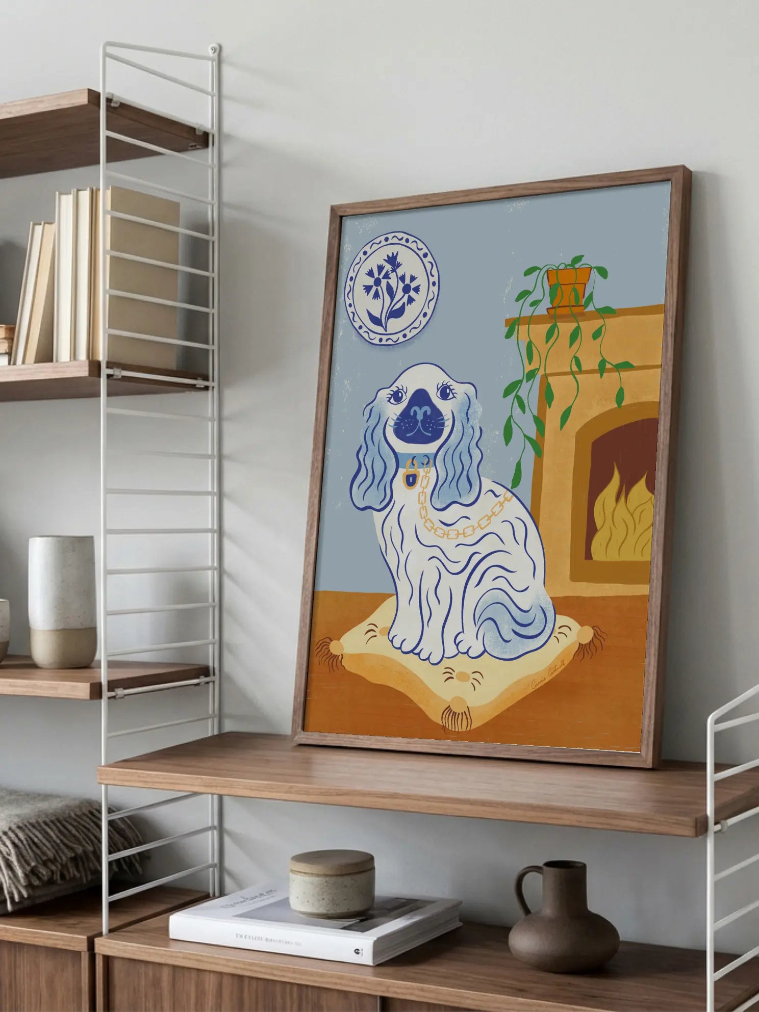 Fireplace Pup Poster