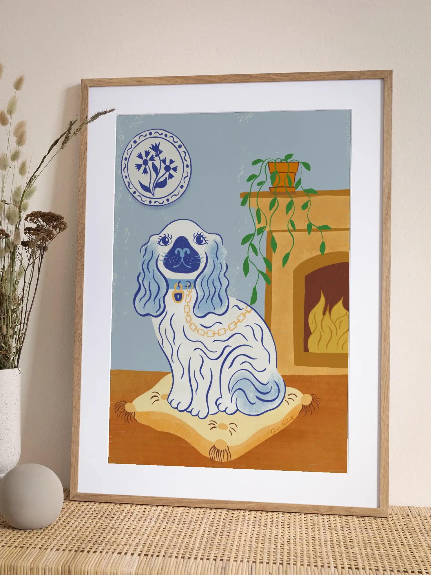 Fireplace Pup Poster