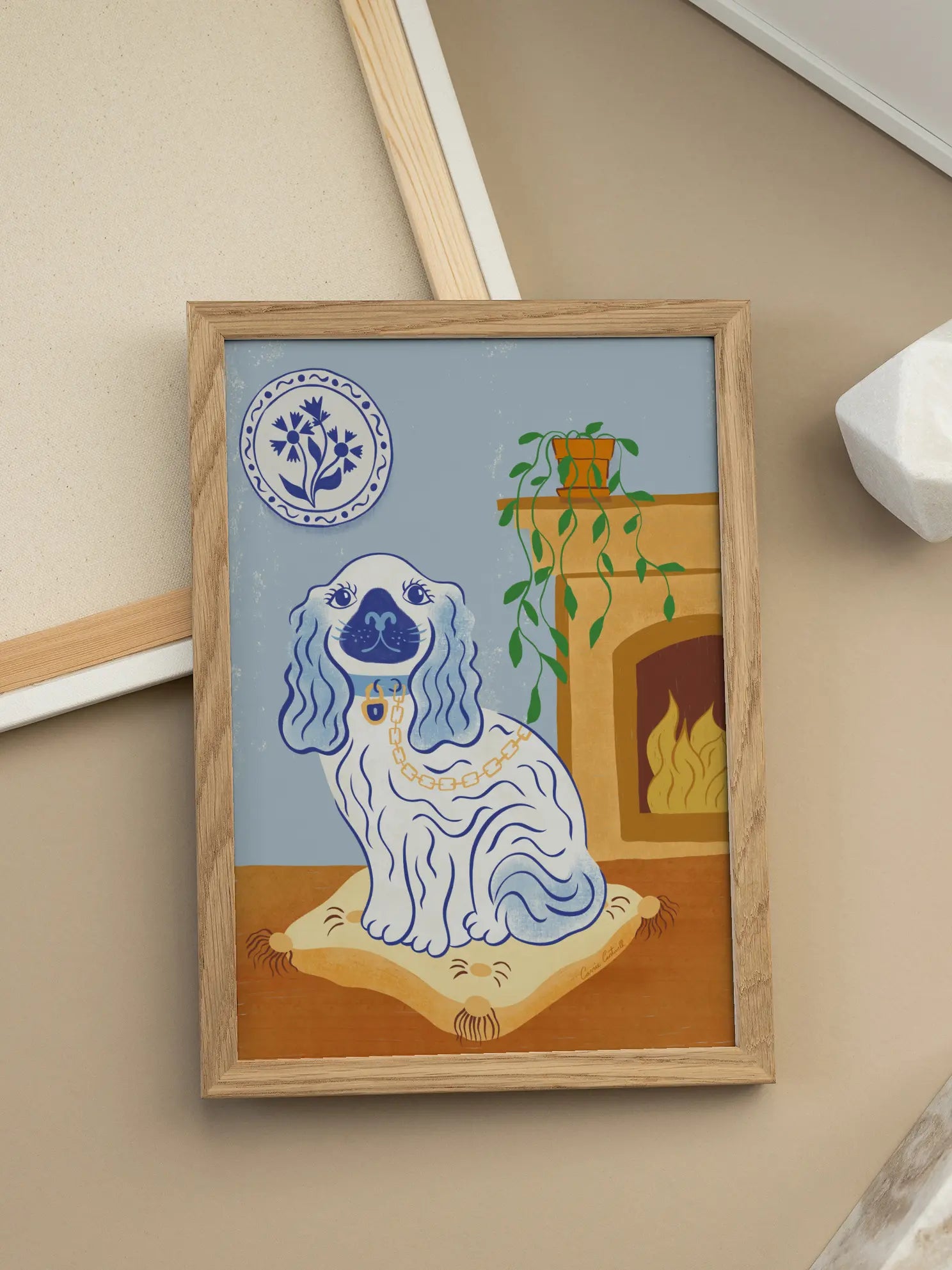 Fireplace Pup Poster