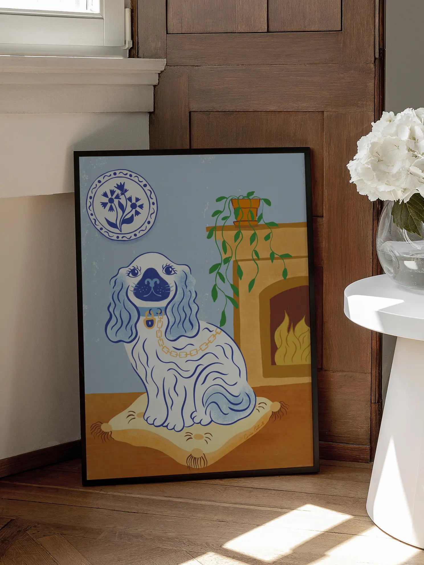 Fireplace Pup Poster