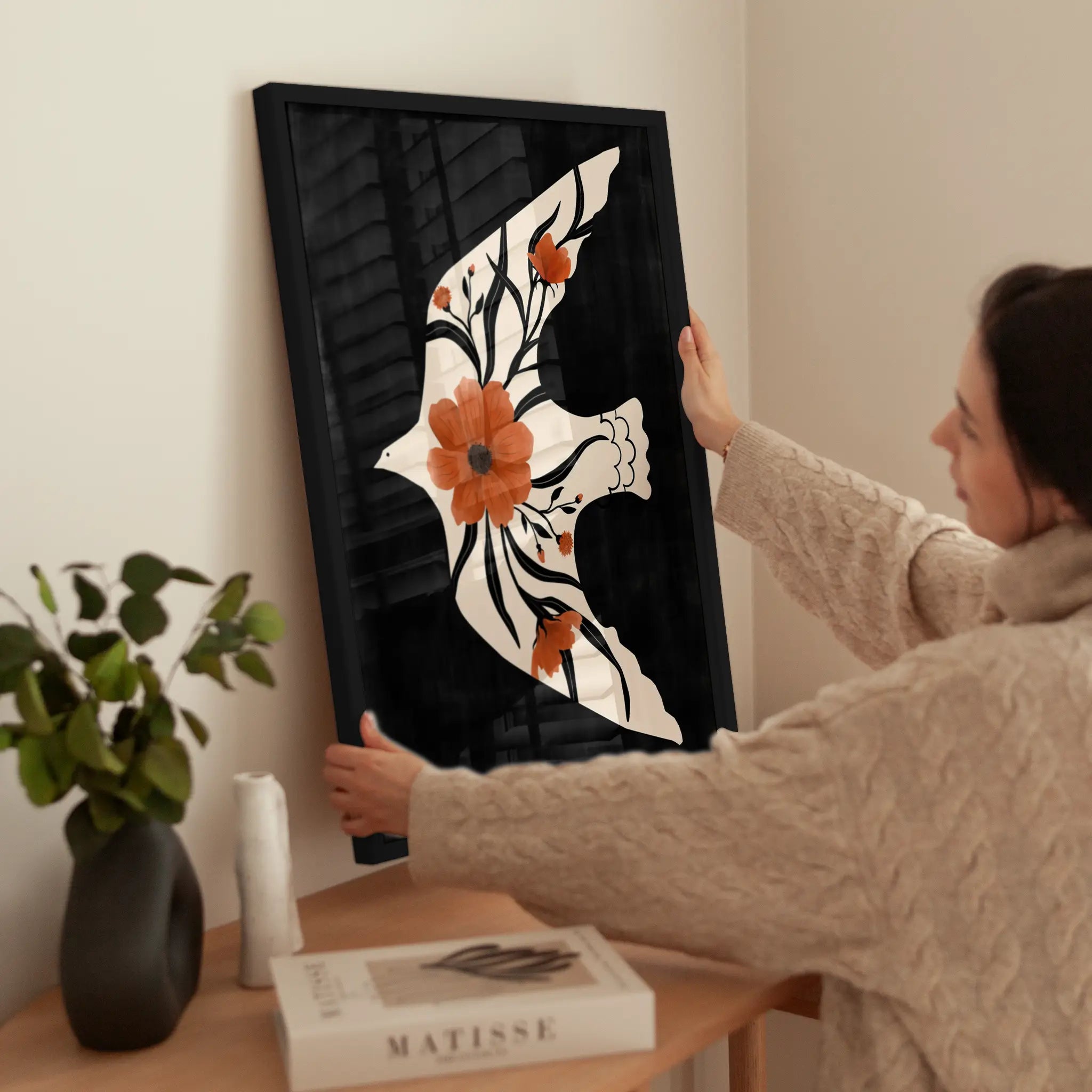 Floral Dove wird aufgehängt