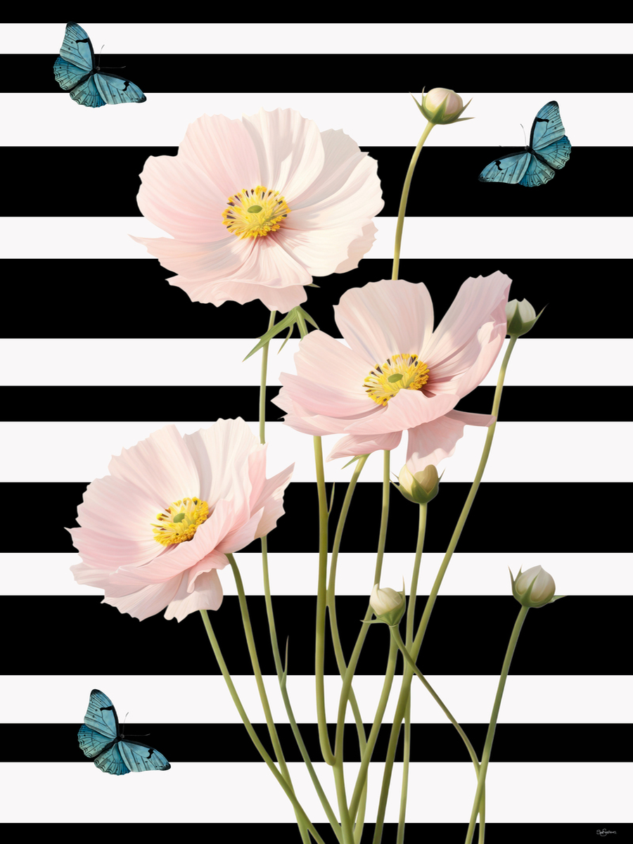 Floral Stripes No2 Poster