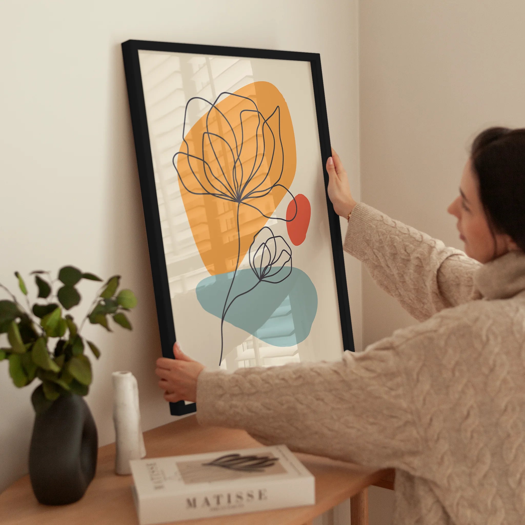 Flower Line Art wird aufgehängt