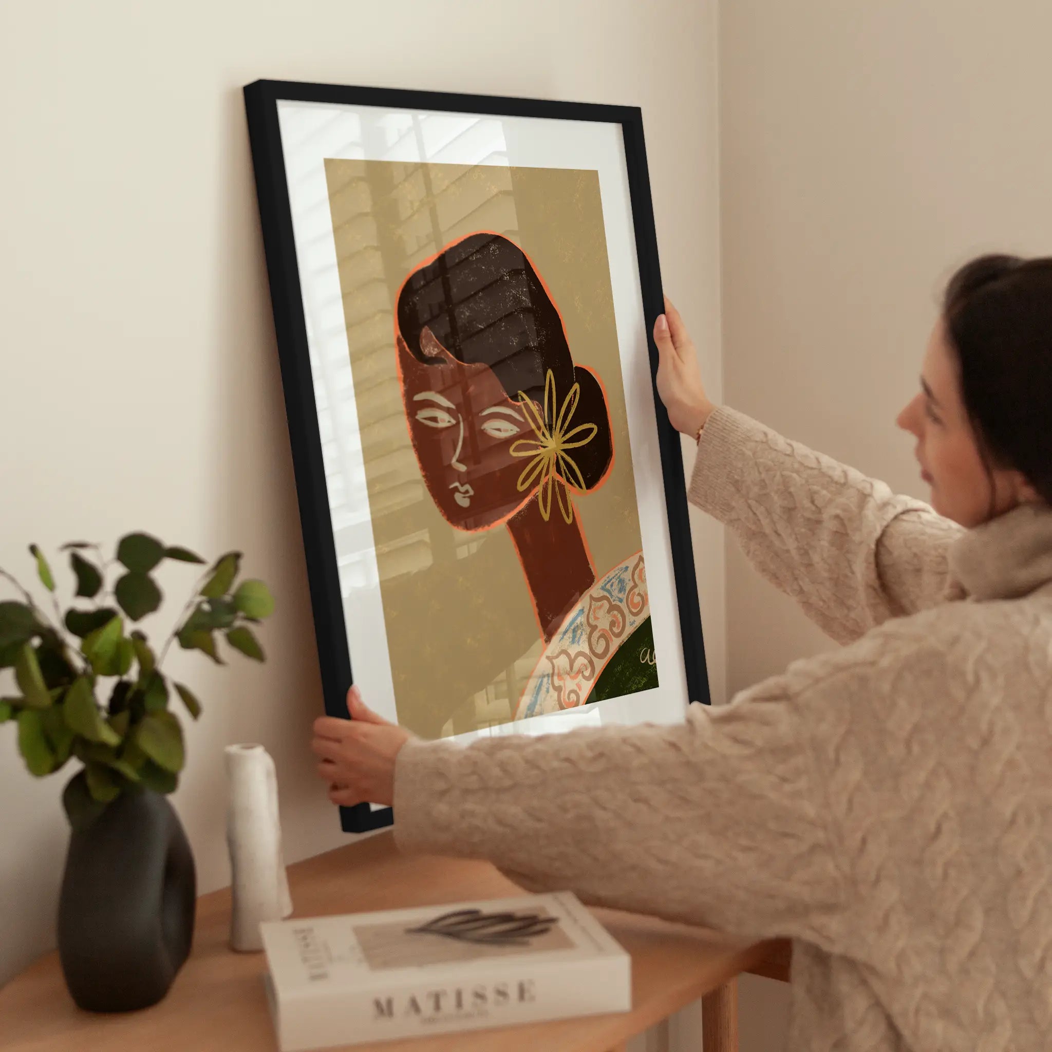 Flower Portrait wird aufgehängt