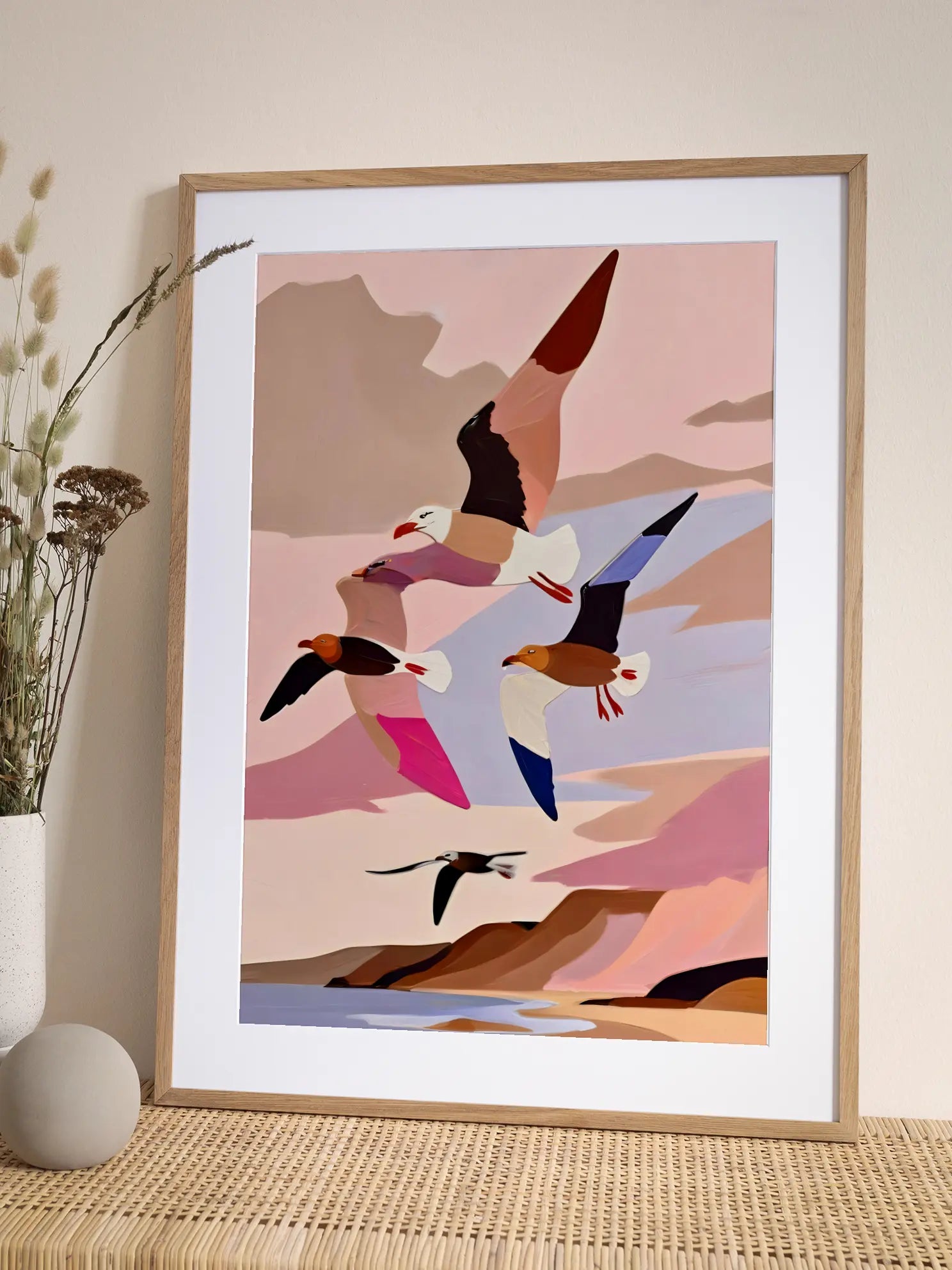 Flying Birds Landscape Poster
