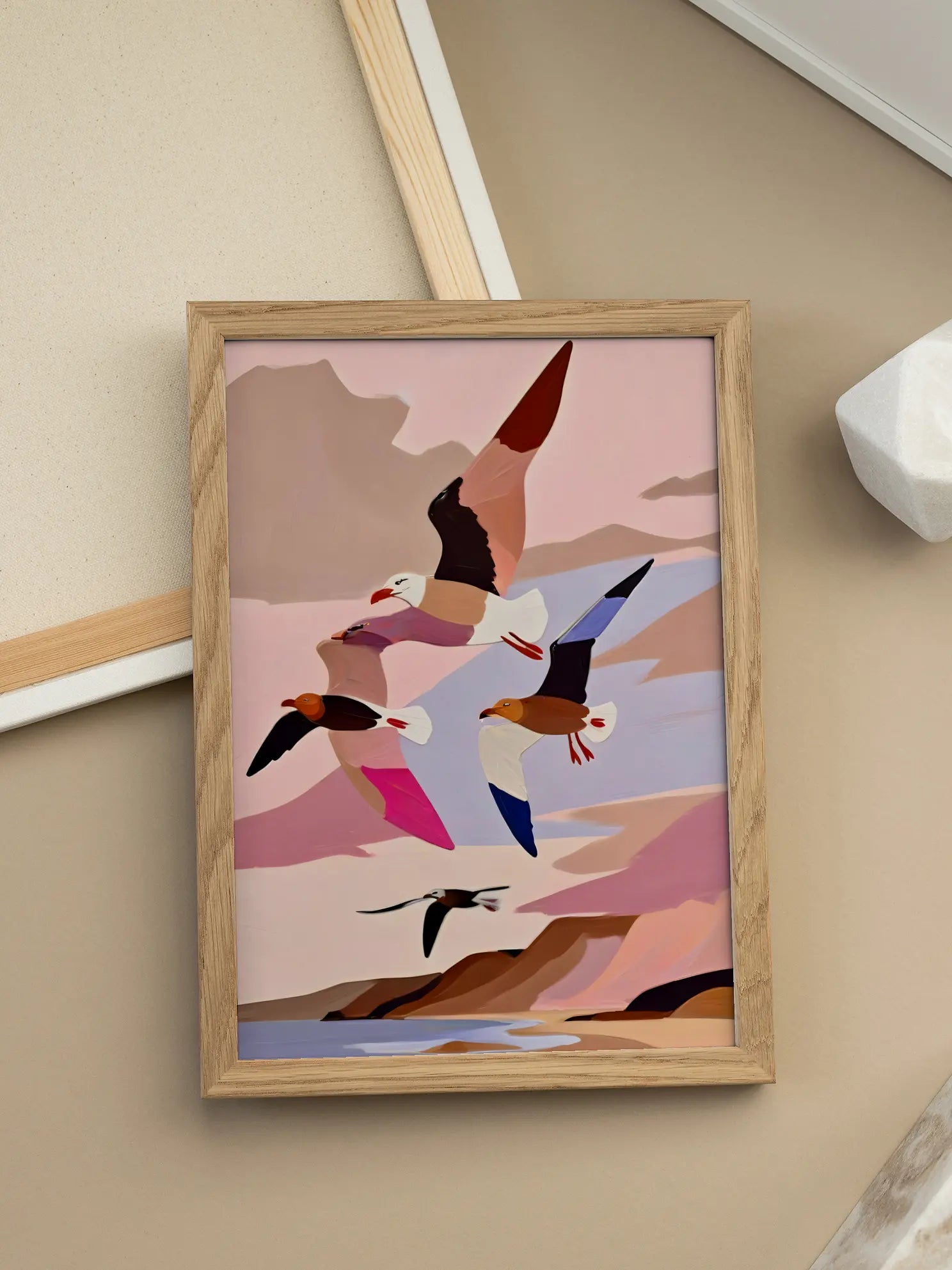 Flying Birds Landscape Poster