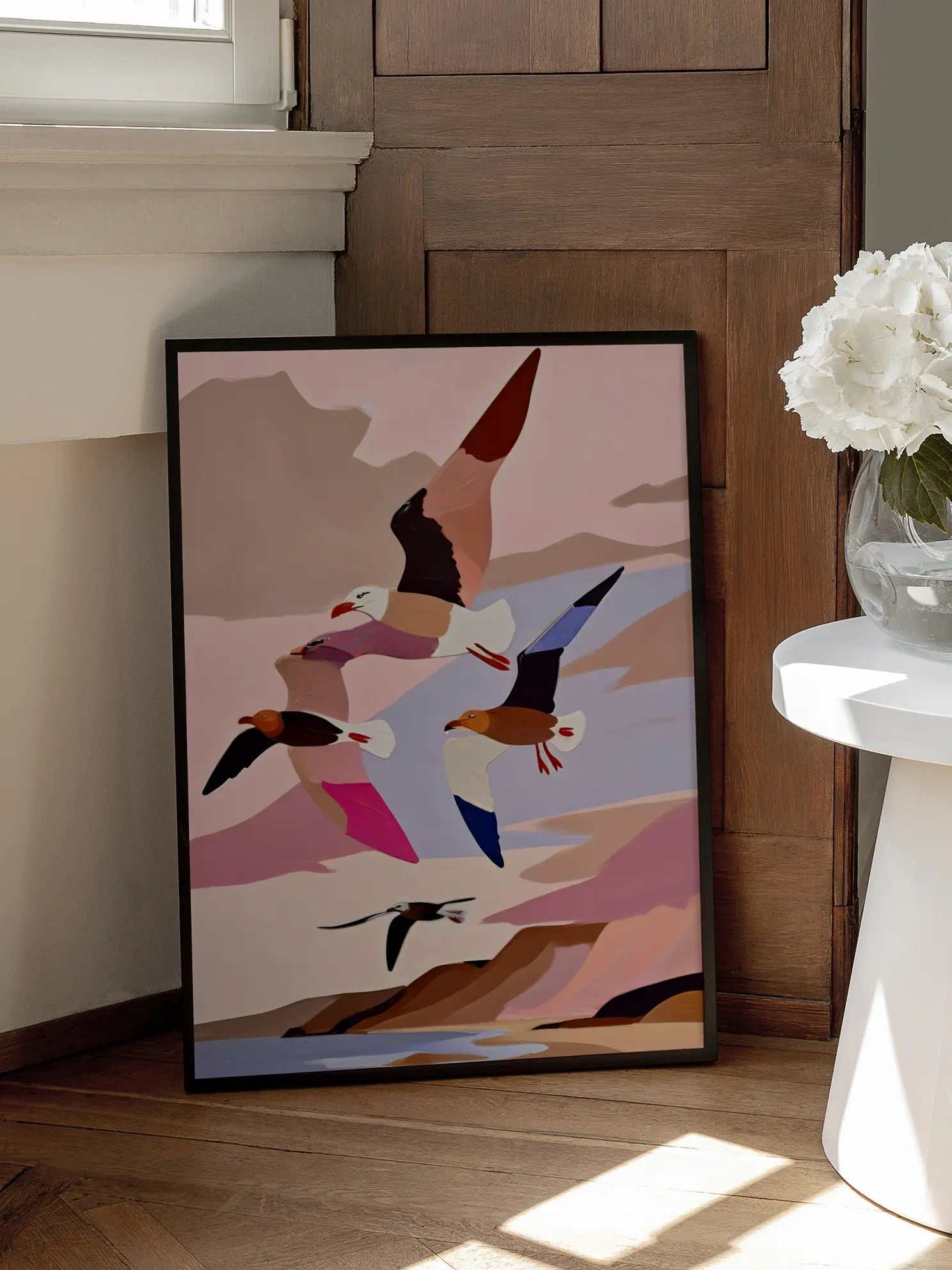 Flying Birds Landscape Poster