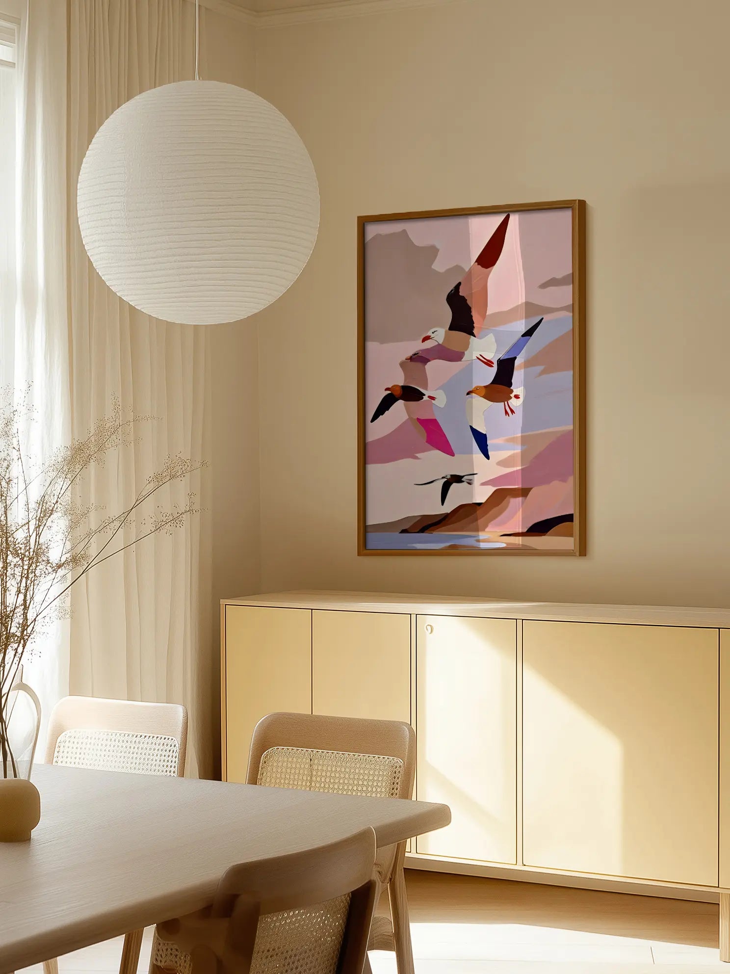 Flying Birds Landscape Poster