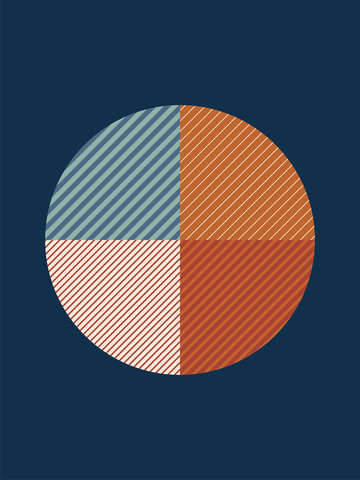 Grafische Illustration mit einem Kreis in vier Farben auf dunkelblauem Hintergrund.