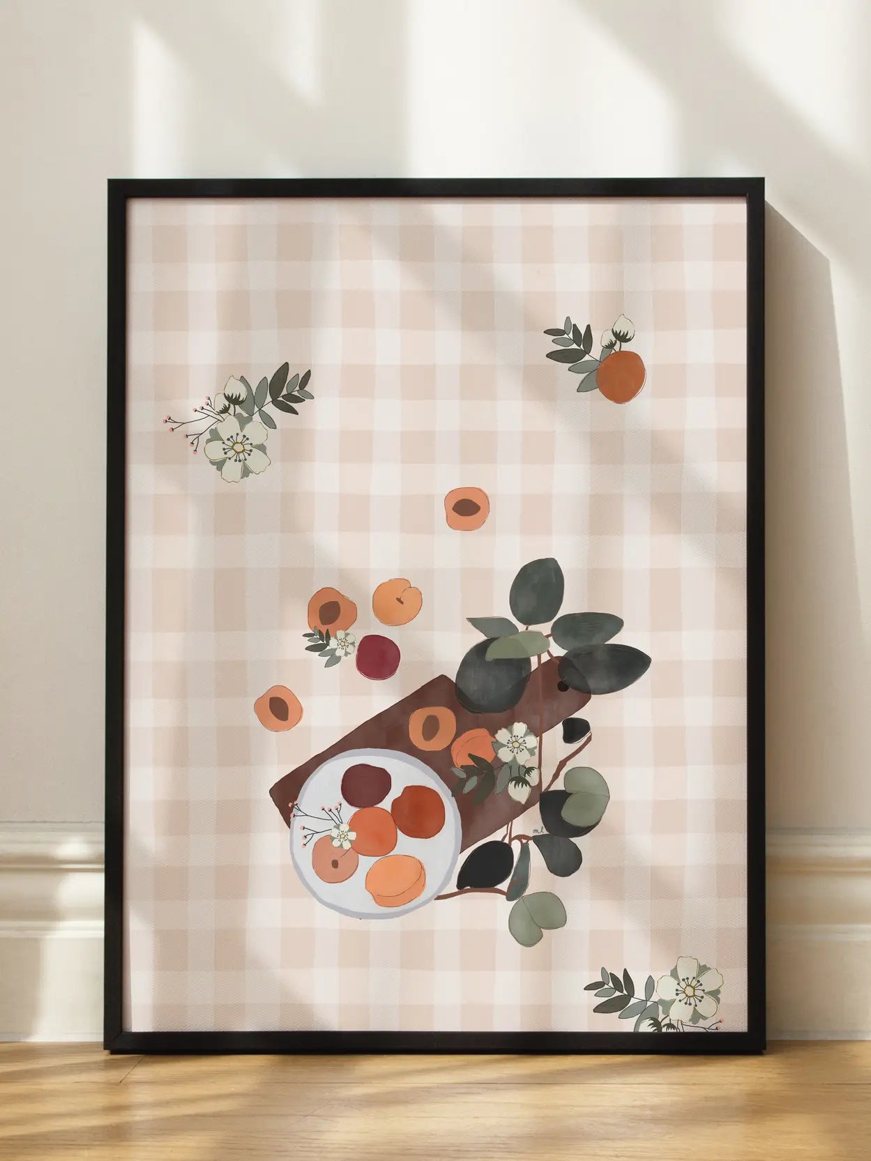 Fruit Bowl Pattern Checkered Poster