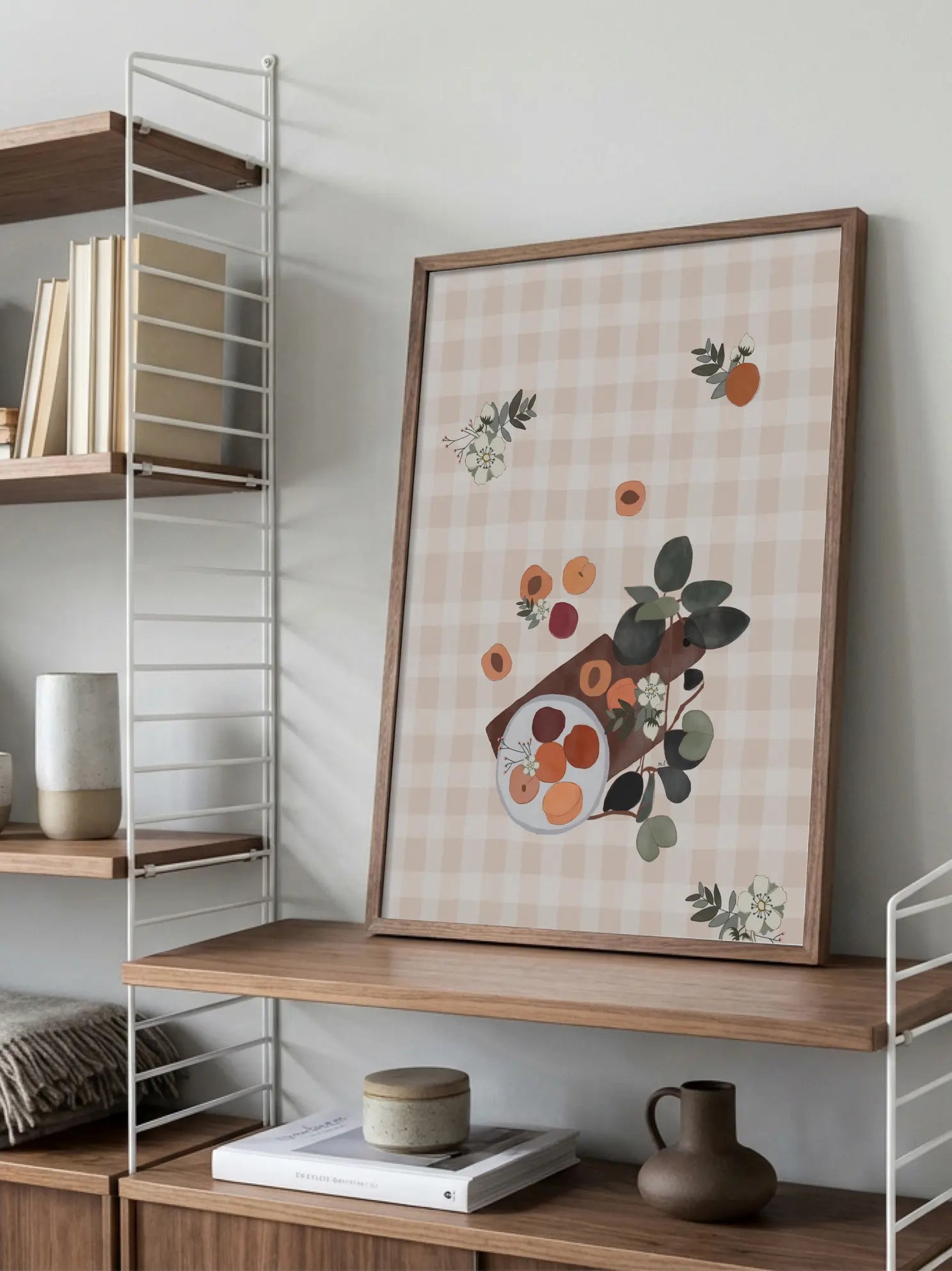 Fruit Bowl Pattern Checkered Poster