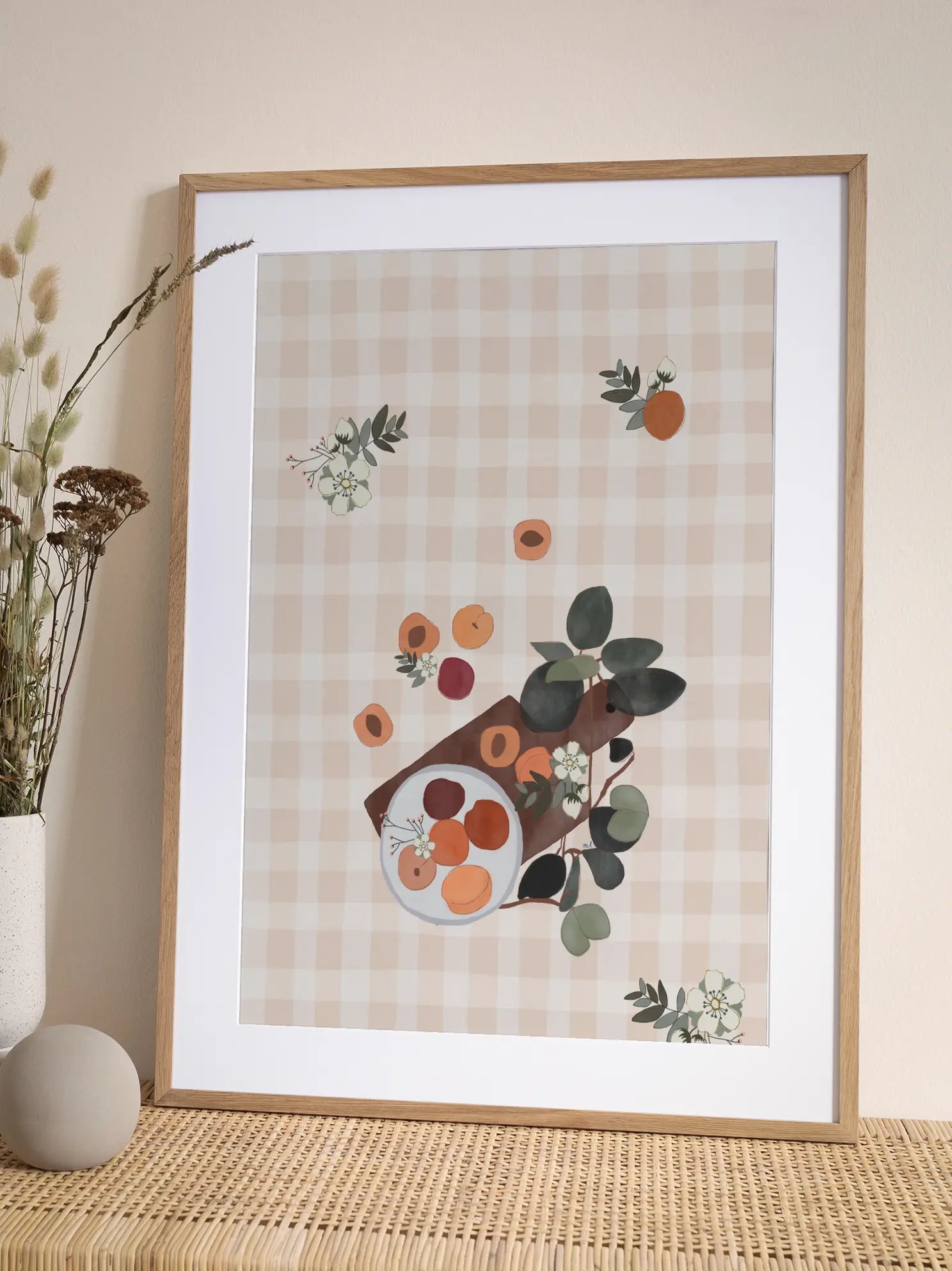 Fruit Bowl Pattern Checkered Poster